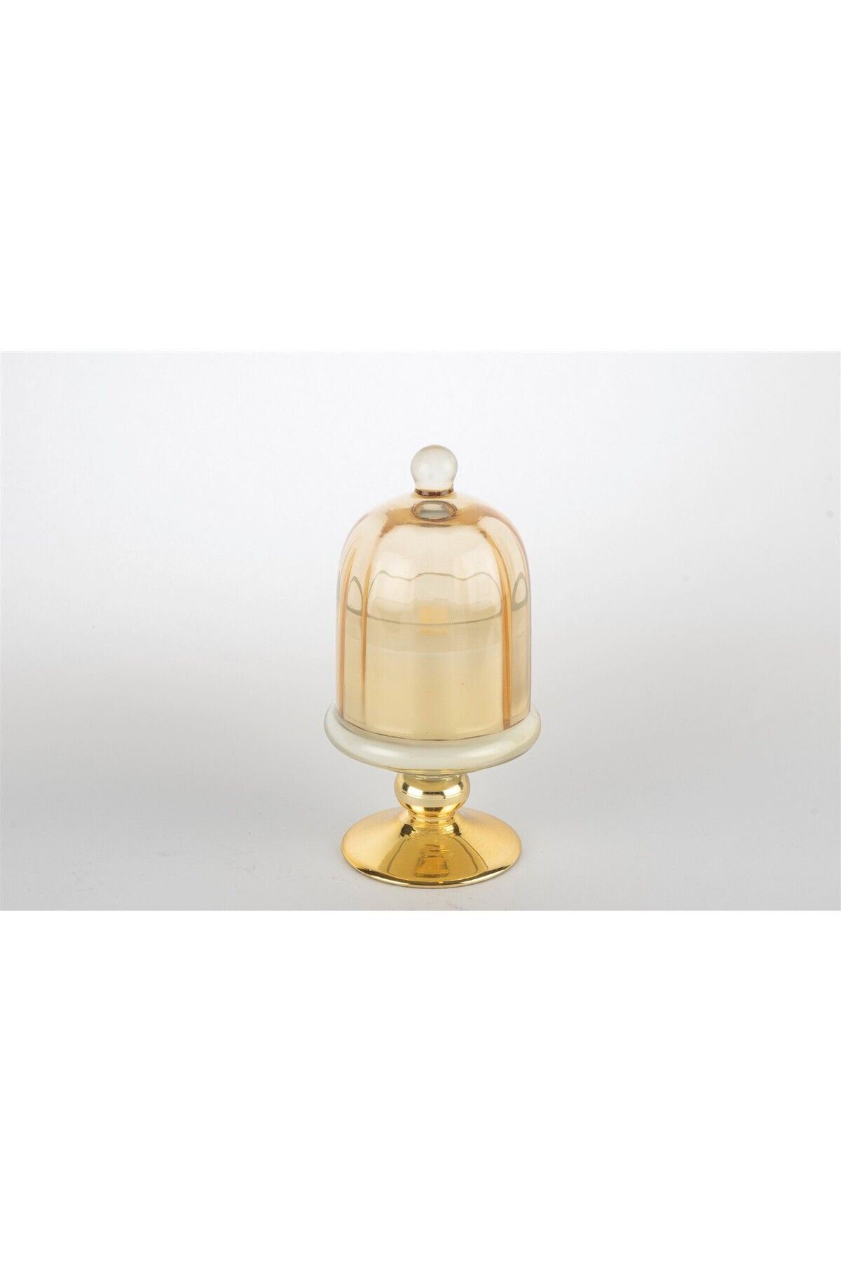 Mikasa Moor MİKASA MOOR Gold Amber Kapaklı Cam Mum Espresso Martini 8x16cm