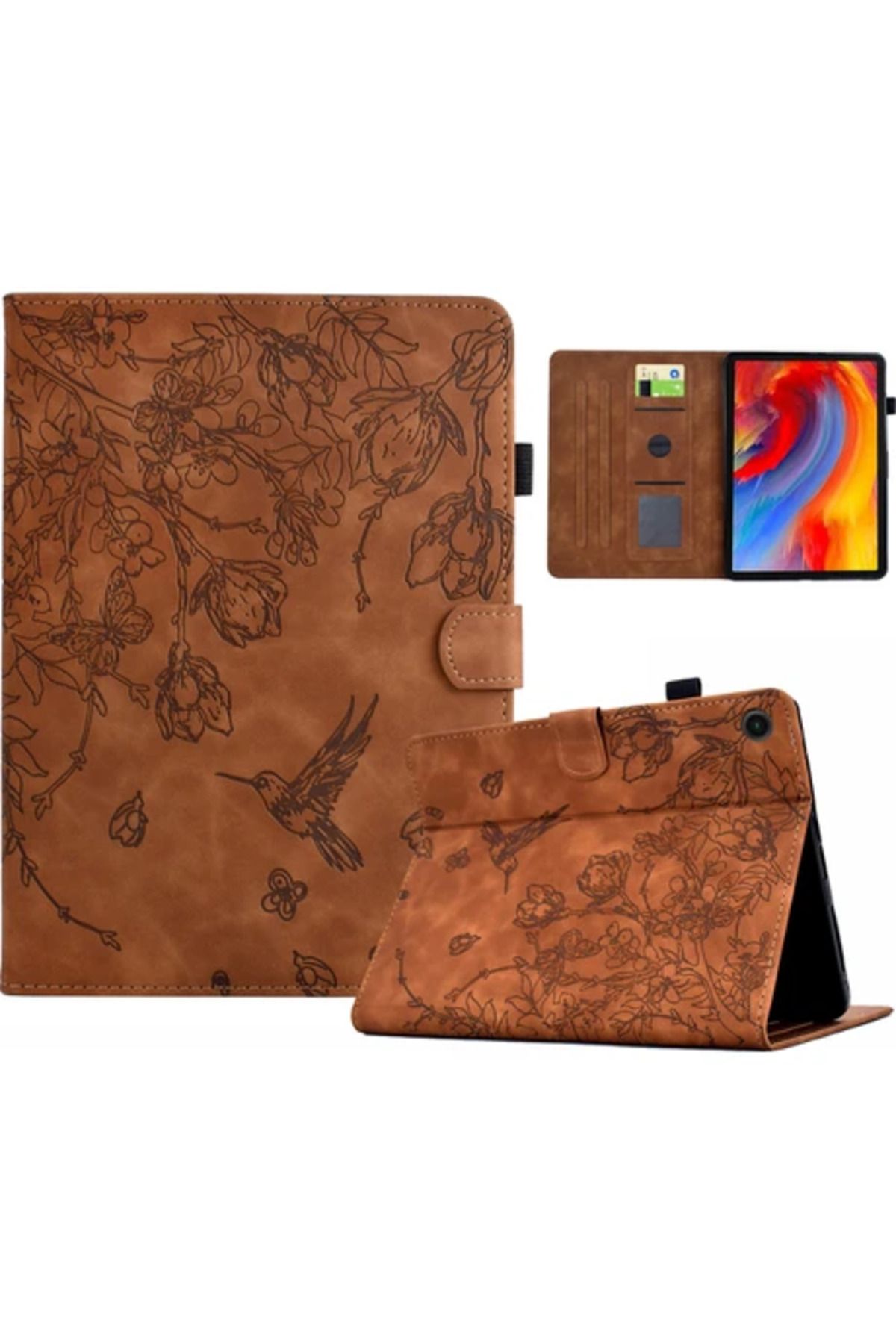 Obay Seashell Digital Galaxy Tab S10 Ultra Kılıf Origami Standı Pu Deri Manyetik Tablet Kapağı-Pembe