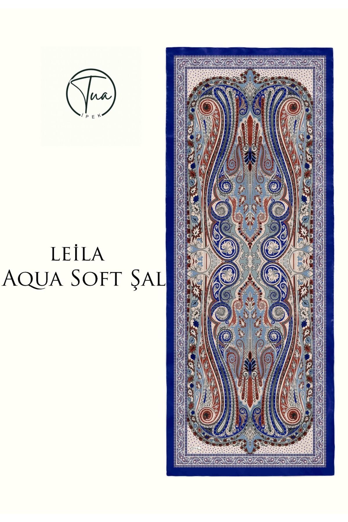 TUA İPEK LEİLA AQUA SOFT COTON ŞAL - ETNİK Desenli