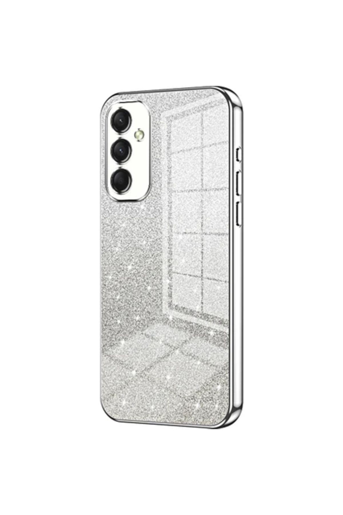 Obay Anti-Düşen Telefon Kılıfı Için Galaxy A16 Kılıf Galvanik Degrade Glitter Tpu Telefon Kapağı-Gümüş