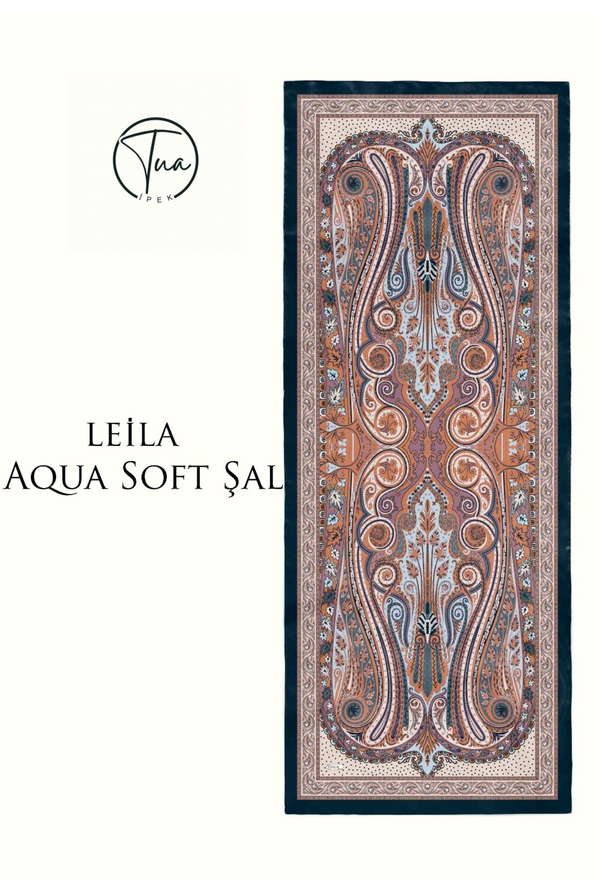 TUA İPEK LEİLA AQUA SOFT COTON ŞAL - ETNİK Desenli