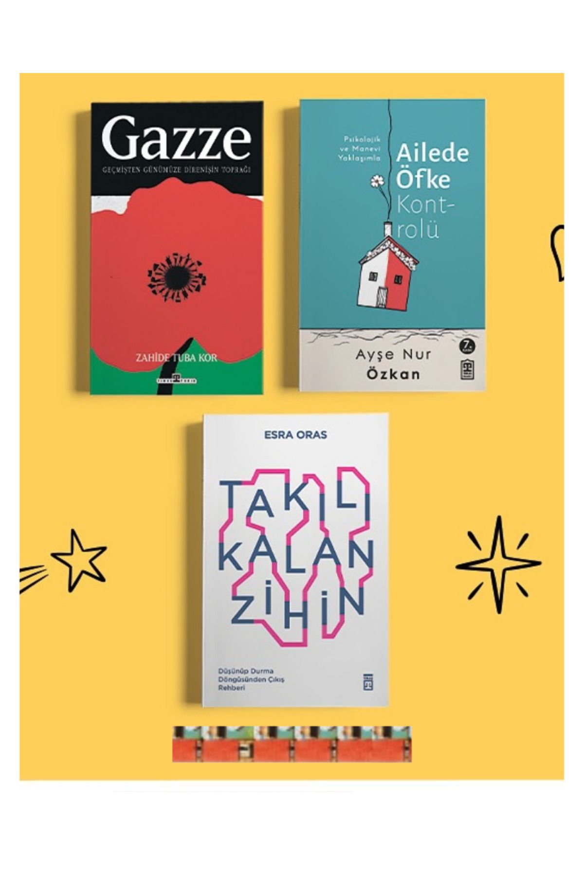 Timaş Yayınları Gazze Geçmişten Günümüze Direnişin Toprağı, Takılı Kalan Zihin, Ailede Öfke Kontrolü(3KİTAP)