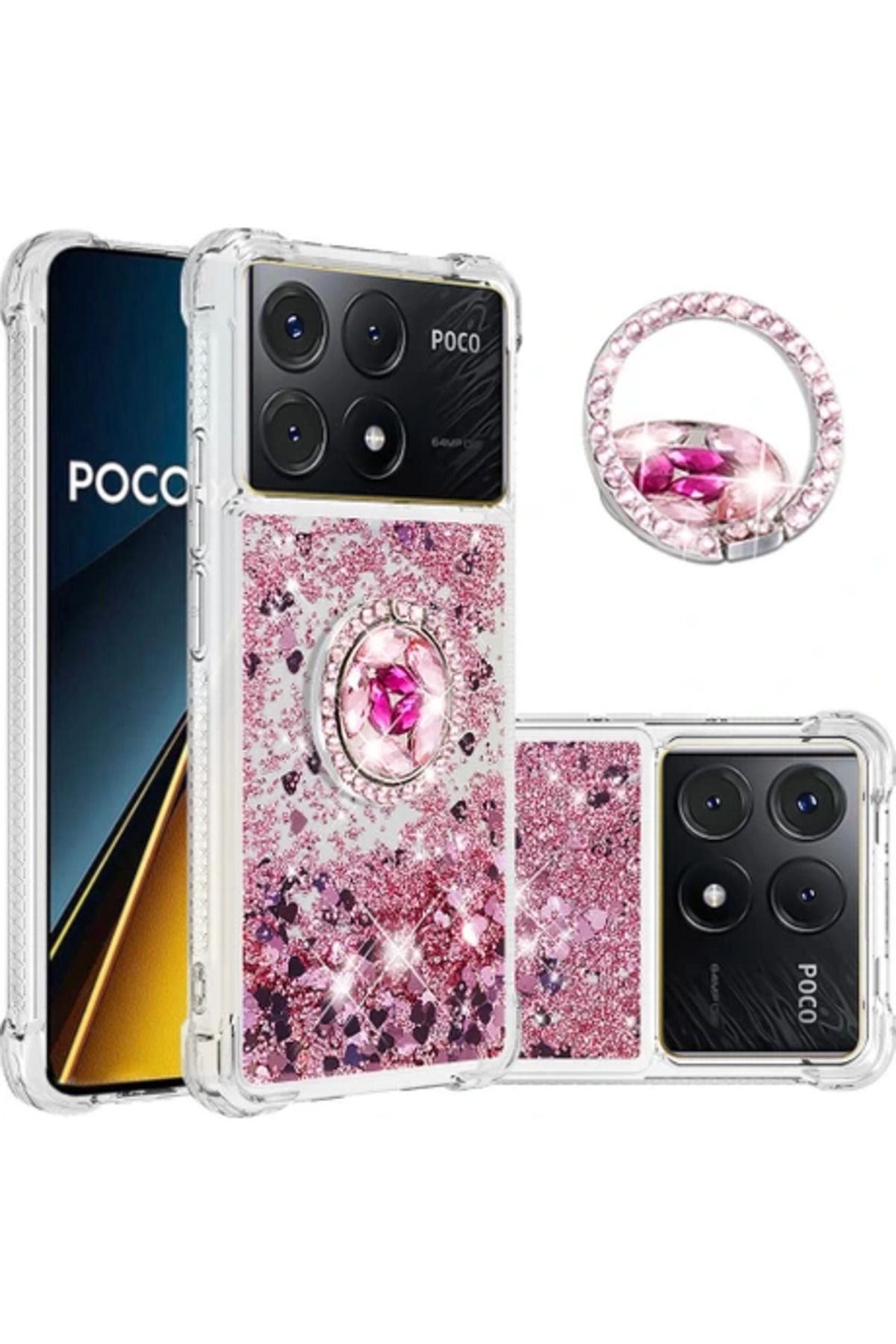 Obay 4U Sky X6 Pro 5g Kılıf Kickstand Tpu Telefon Kapağı-Gül Altın/kalpler Için
