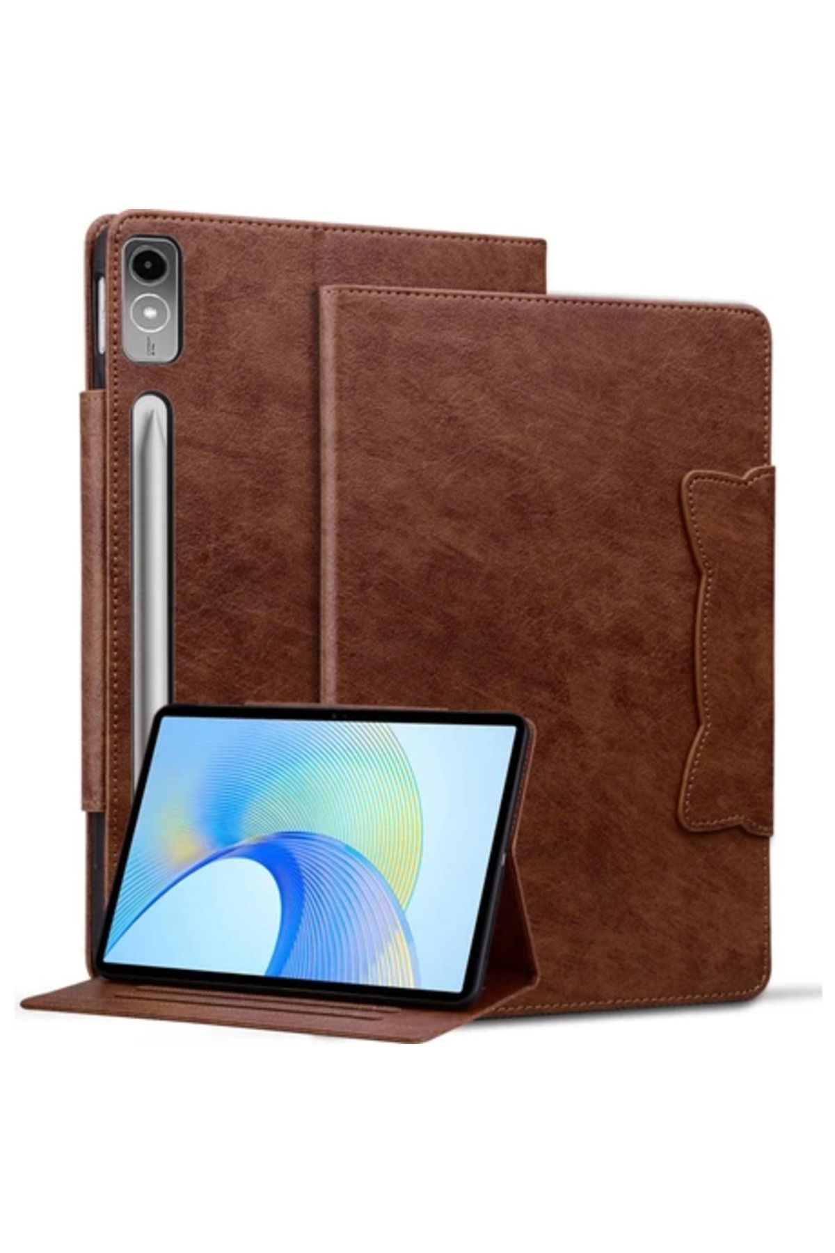 Obay XFashion Tab P12 Darbeye Dayanıklı Kılıf Manyetik Toka Pu Deri Tablet Kapağı Kart Yuvaları ile
