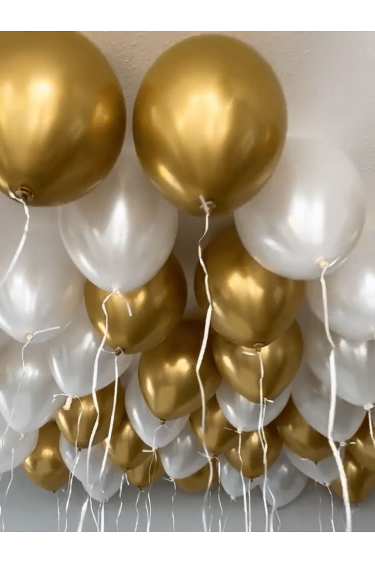 Bunloon Krom Altın & Pastel Beyaz Balon Seti | 20'li Dekoratif Balon