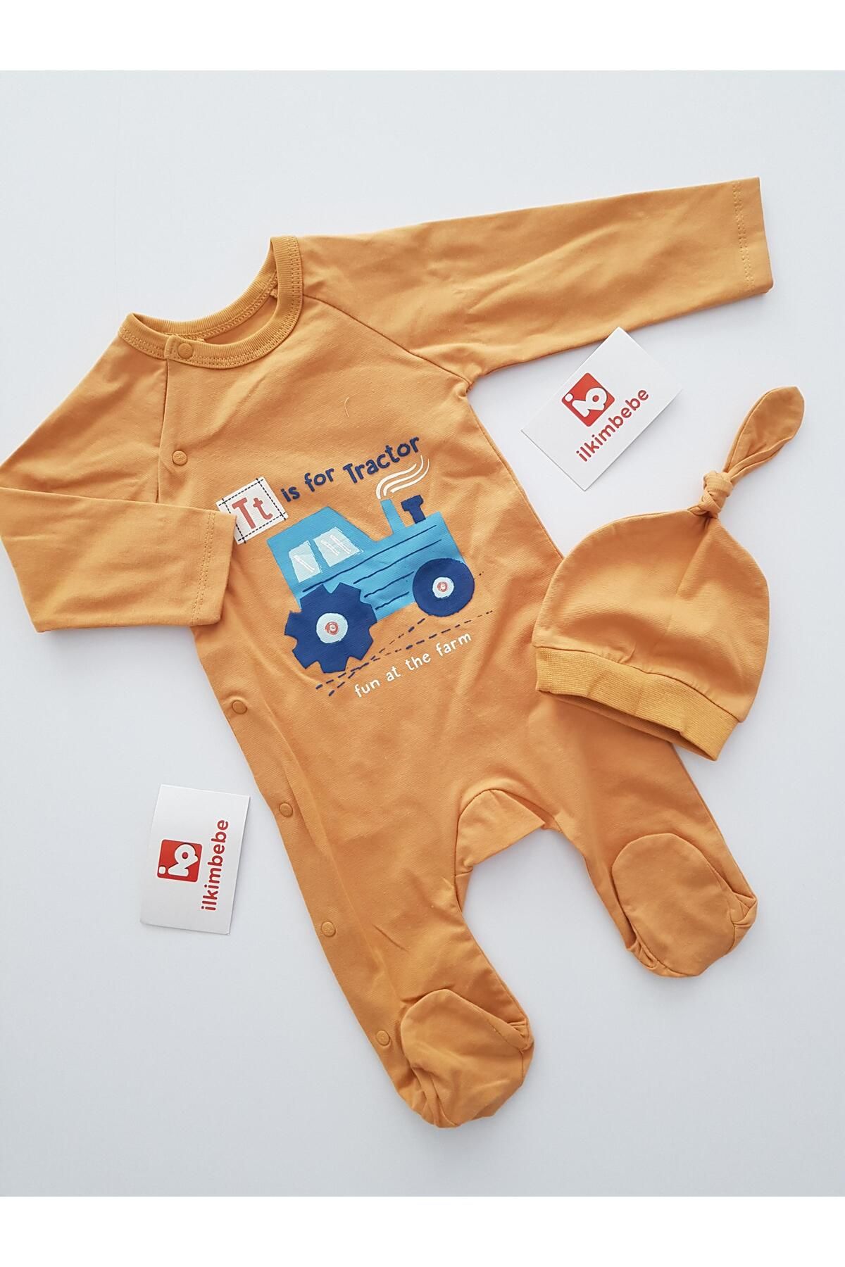 ilkimbebe Traktör Şapkalı Bebek Tulumu