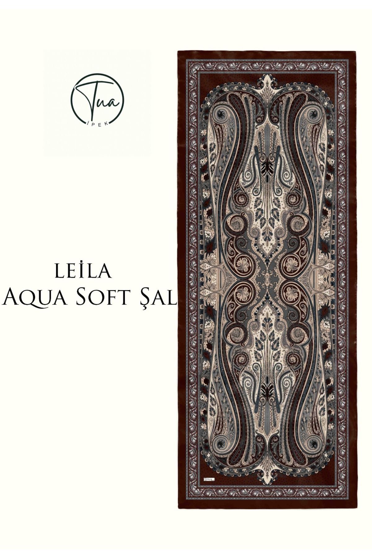 TUA İPEK LEİLA AQUA SOFT COTON ŞAL - ETNİK Desenli