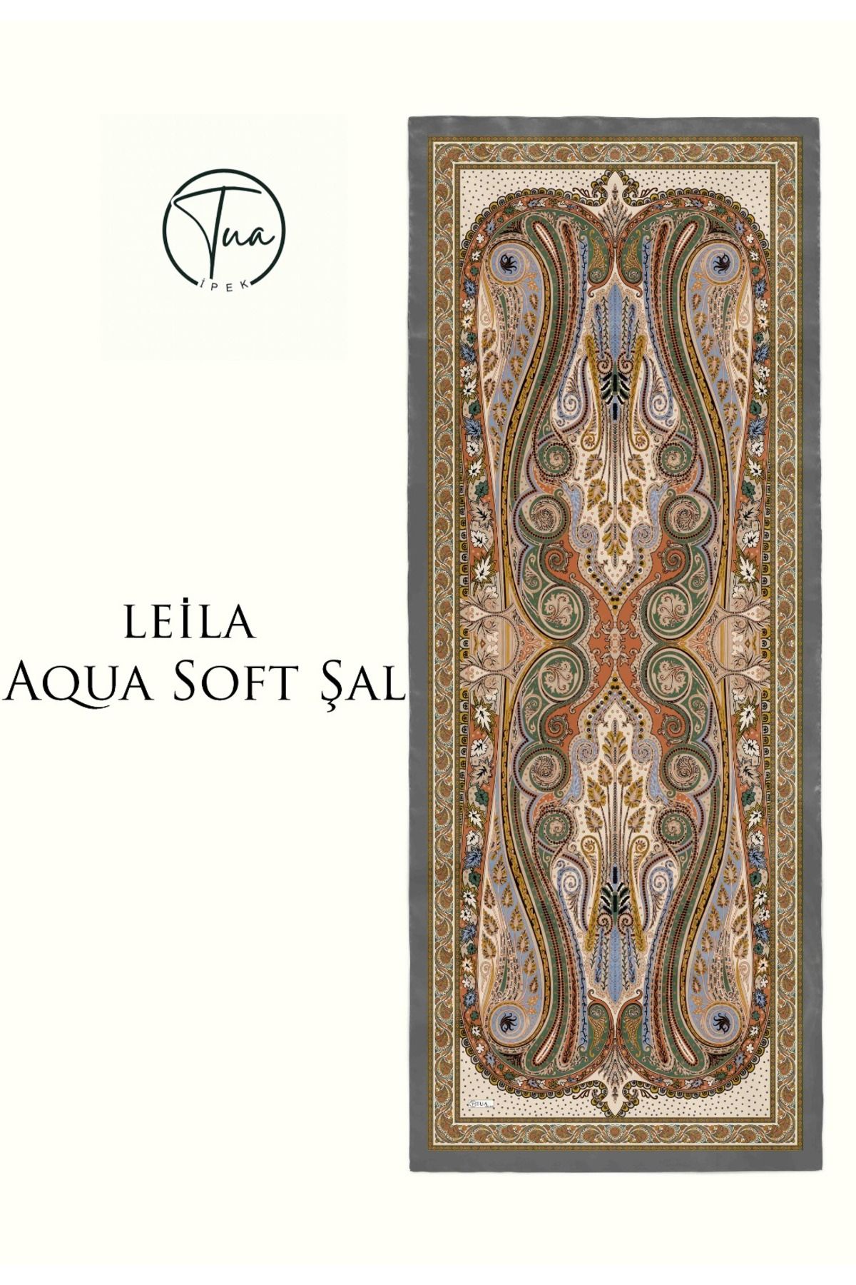 TUA İPEK LEİLA AQUA SOFT COTON ŞAL - ETNİK Desenli