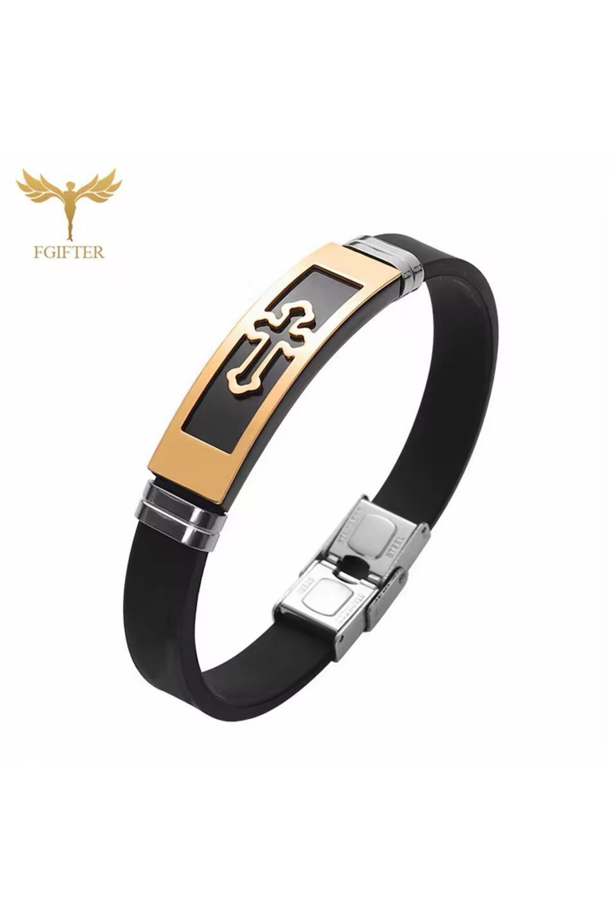 Harzem jewelry çelik ve deri erkek bileklik