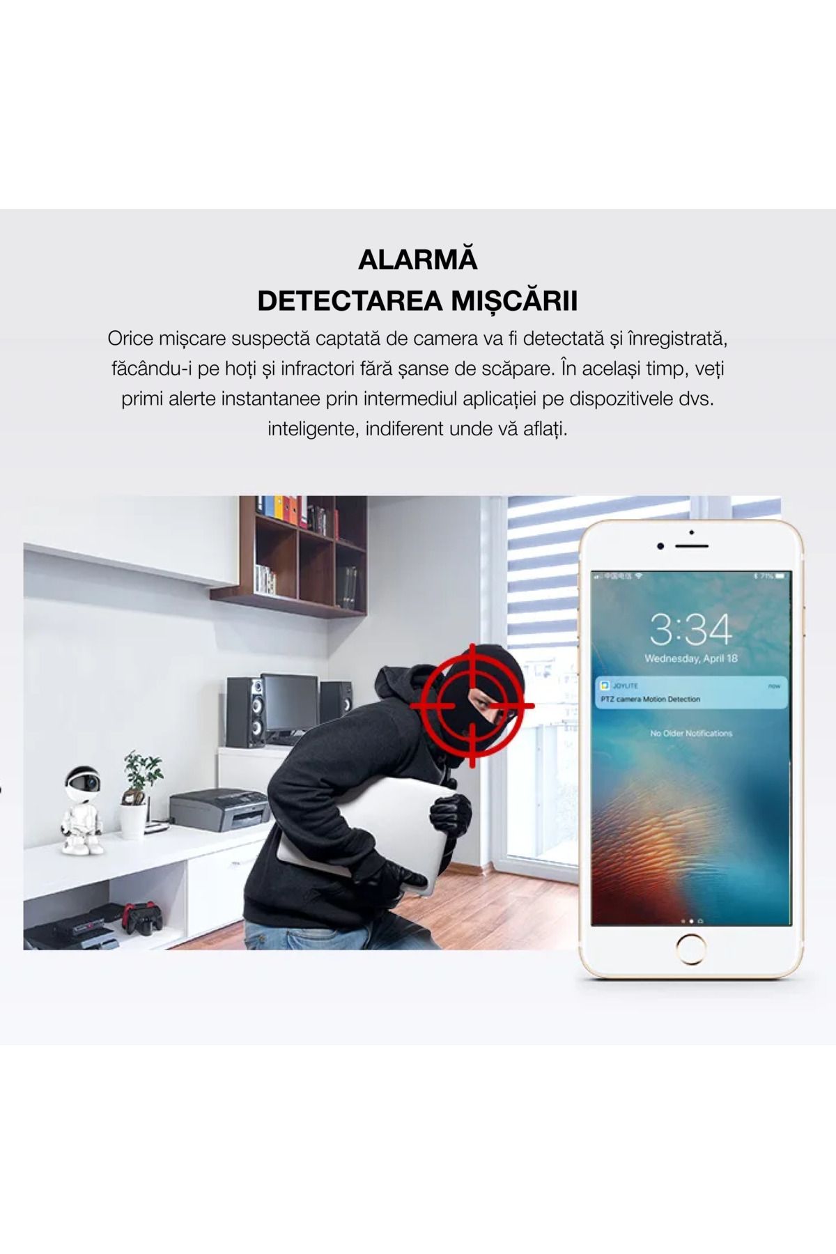 Spionescu-Monitor robot pentru bebeluși, cameră de supraveghere wireless de 2 MP, HD 1080P, senzor de mișcare, 360° 4