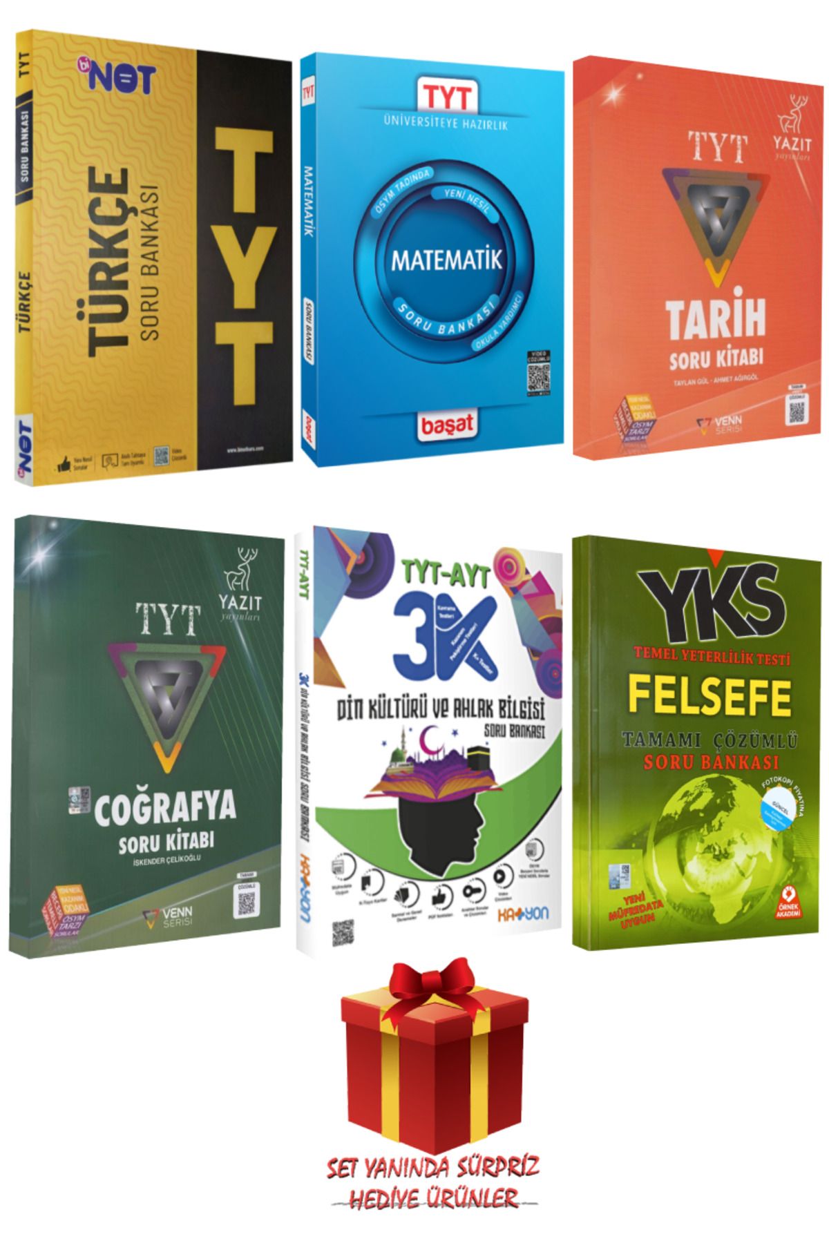 Başat Yayınları TYT Seti: Türkçe+Matematik+Tarih+Coğrafya+Din Kültürü ve Ahlak Bilgisi+Felsefe Soru Bankası+Hediye