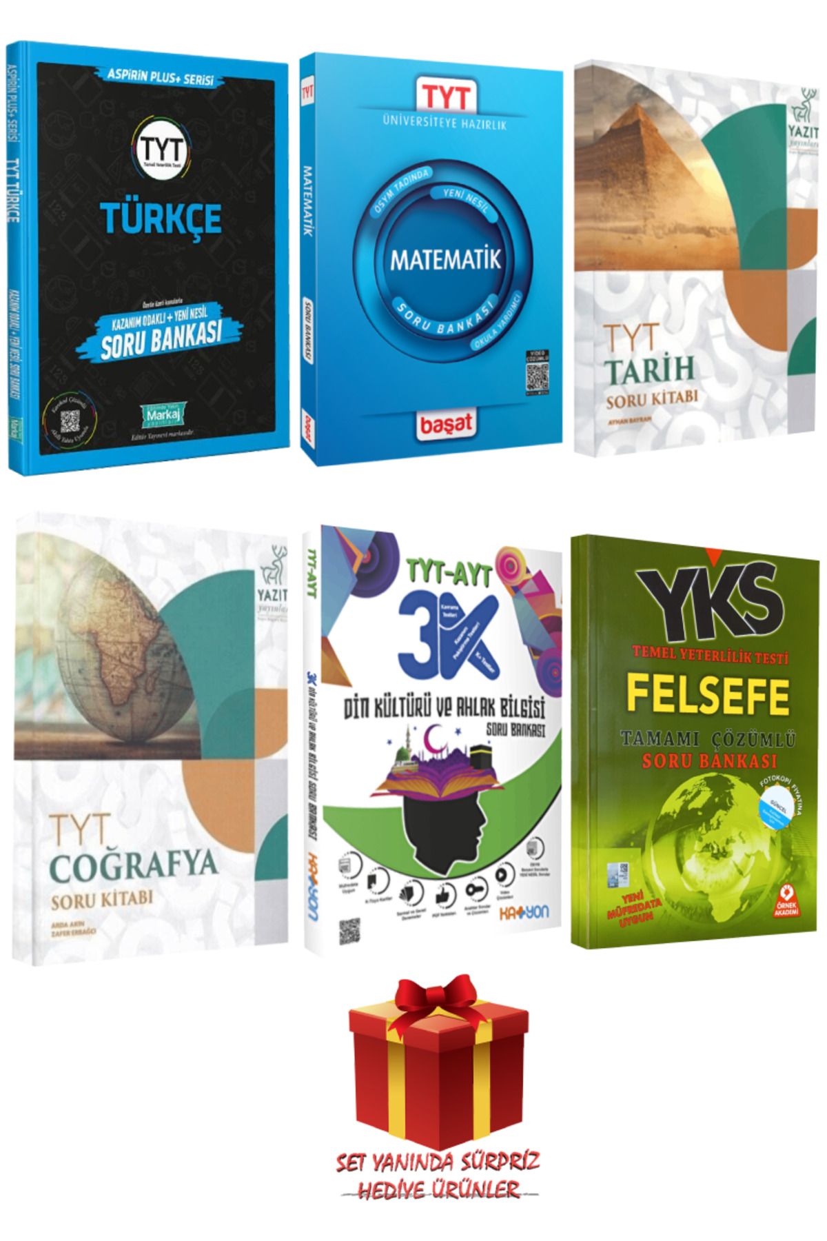 Başat Yayınları TYT Seti: Türkçe+Matematik+Tarih+Coğrafya+Din Kültürü ve Ahlak Bilgisi+Felsefe Soru Bankası+Hediye