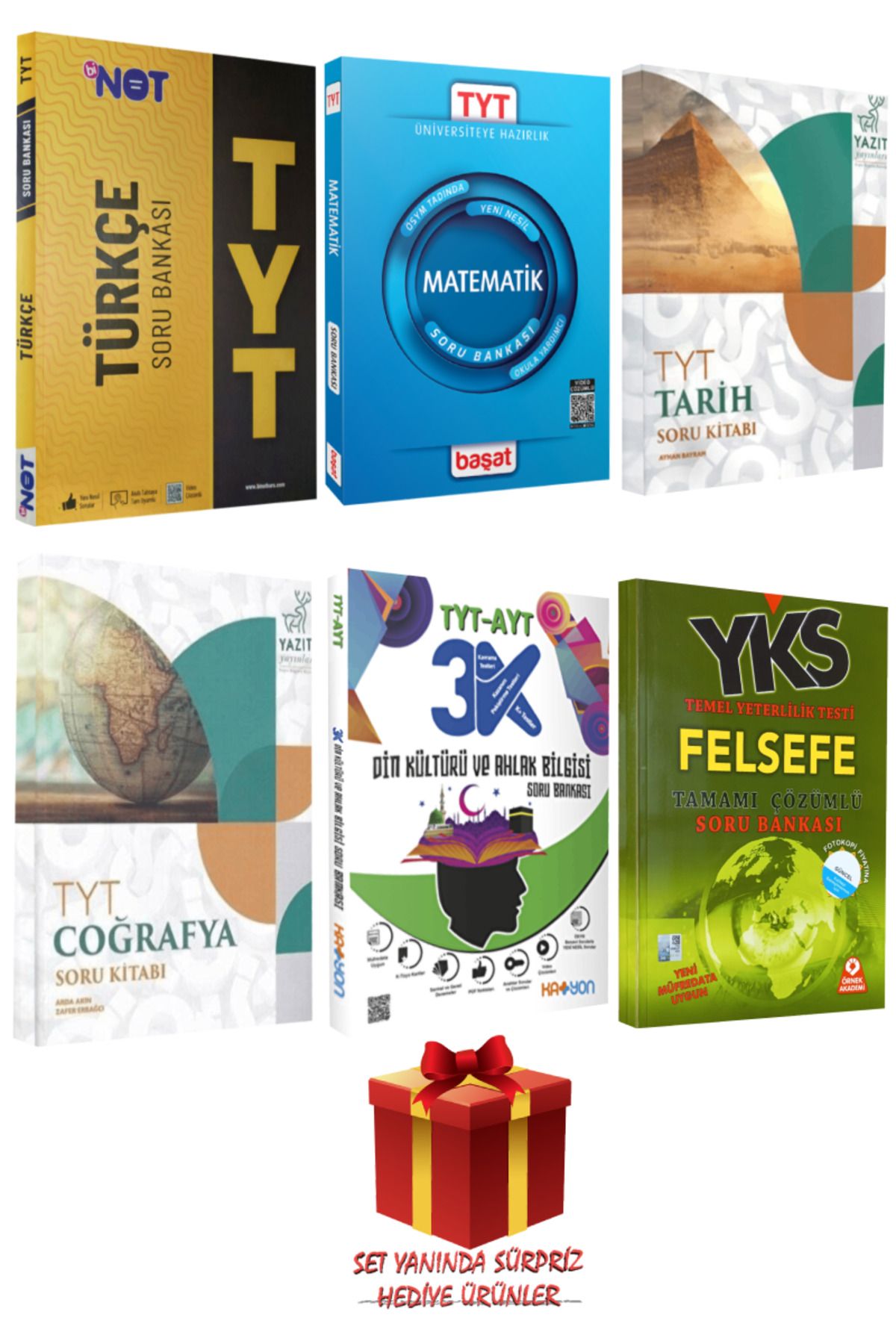 Başat Yayınları TYT Seti: Türkçe+Matematik+Tarih+Coğrafya+Din Kültürü ve Ahlak Bilgisi+Felsefe Soru Bankası+Hediye