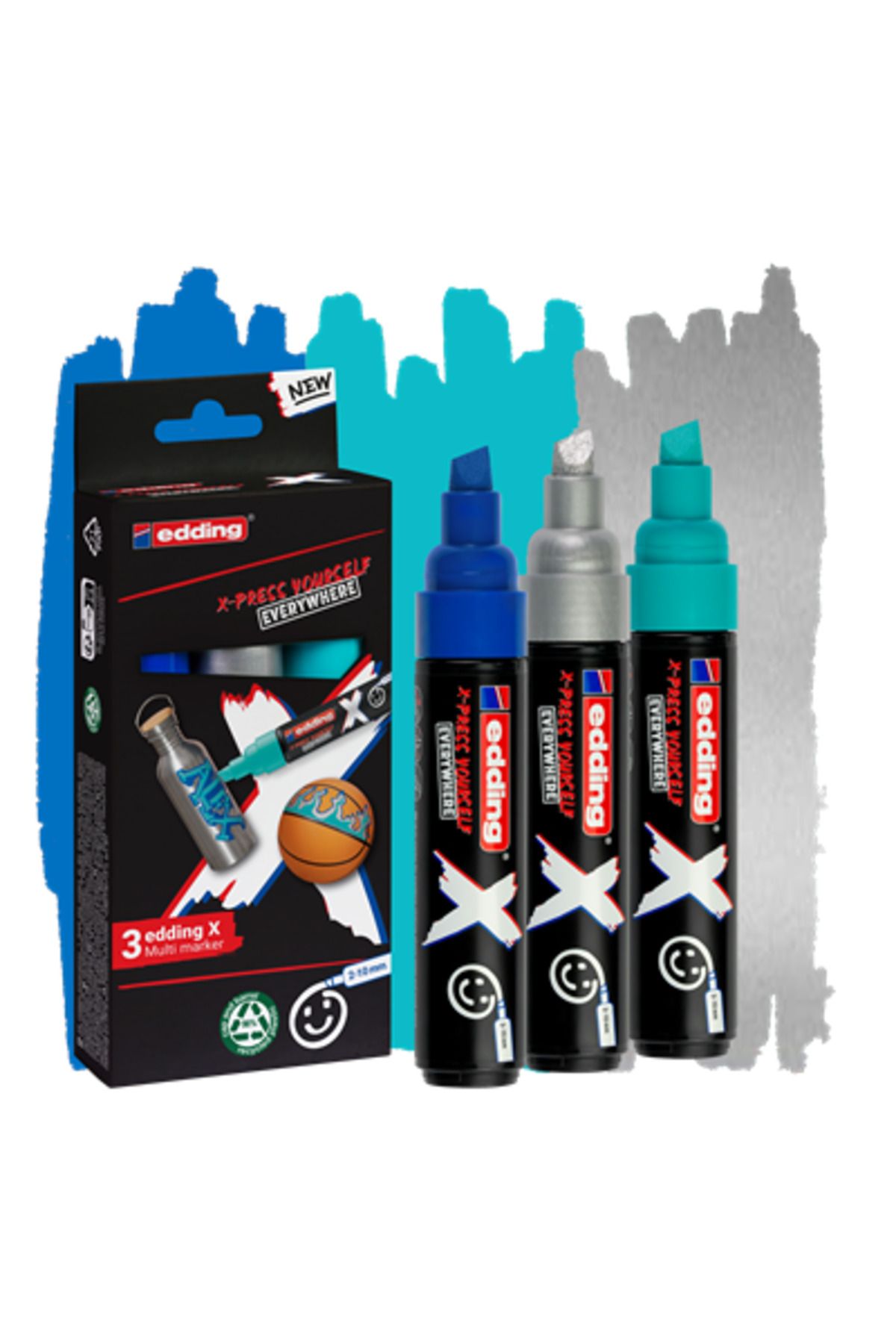 Edding 6900 X Multi Marker 2-10mm Kesik Uç 3'lü Set - Ocean / 4-6900-3-1