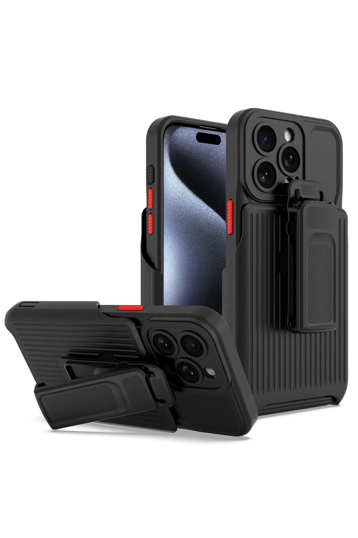 yuscerham iPhone 15 Pro ile uyumlu Klipsli Kılıf Dahili 360°Döndürme Standlı Kılıf Koruyucu Ayrılabilir Kapak