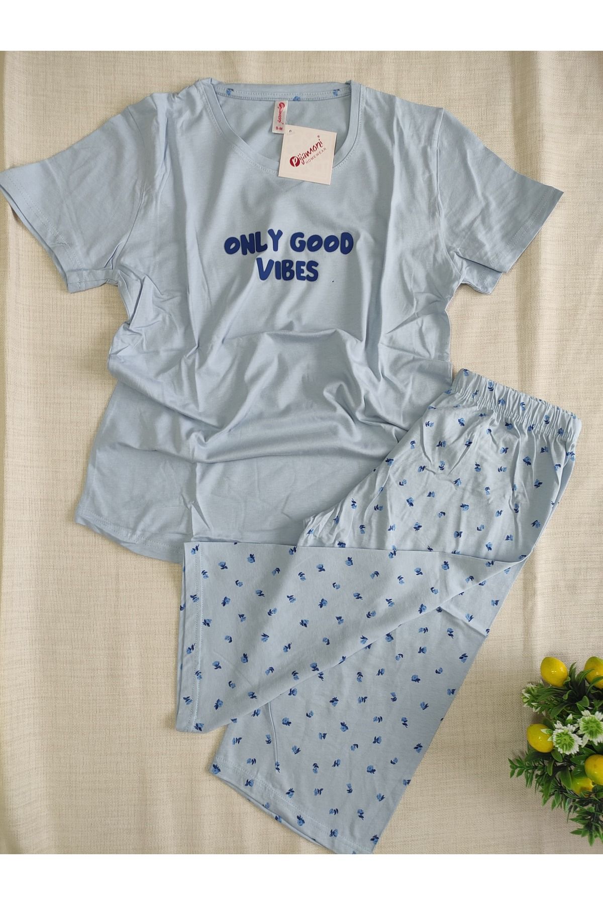 Pijamoni PİJAMONİ COTTON KUMAŞ KAPRİLİ KADIN PİJAMA TAKIMI - 2553