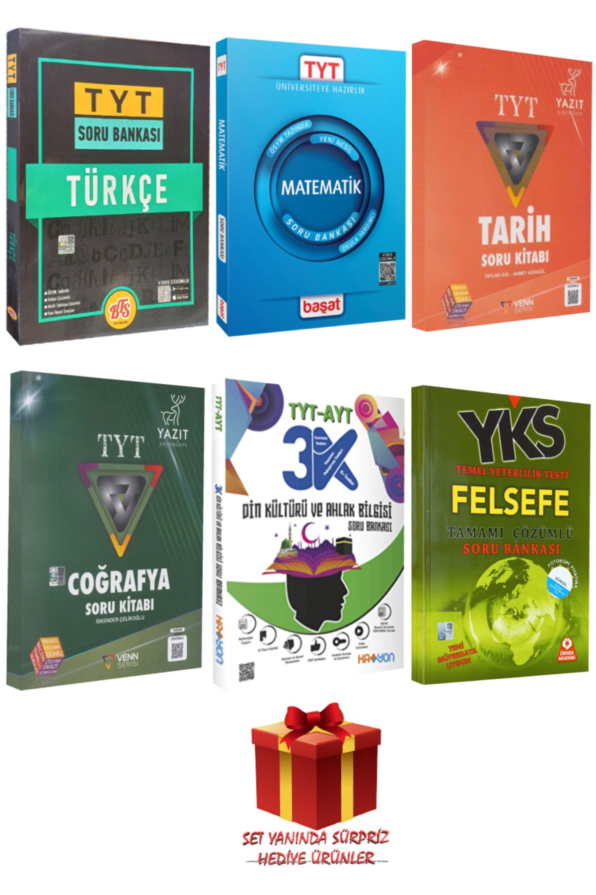 Başat Yayınları TYT Seti: Türkçe+Matematik+Tarih+Coğrafya+Din Kültürü ve Ahlak Bilgisi+Felsefe Soru Bankası+Hediye