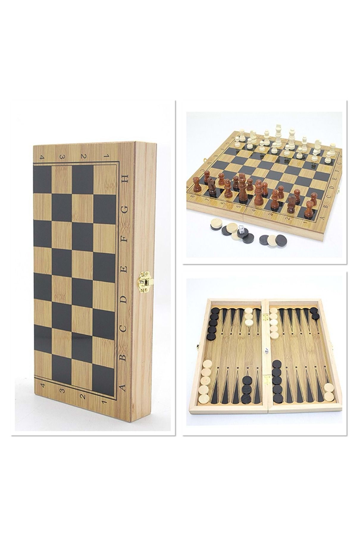 Store Ahşap Satranç ve Tavla Seti 24*12 Cm