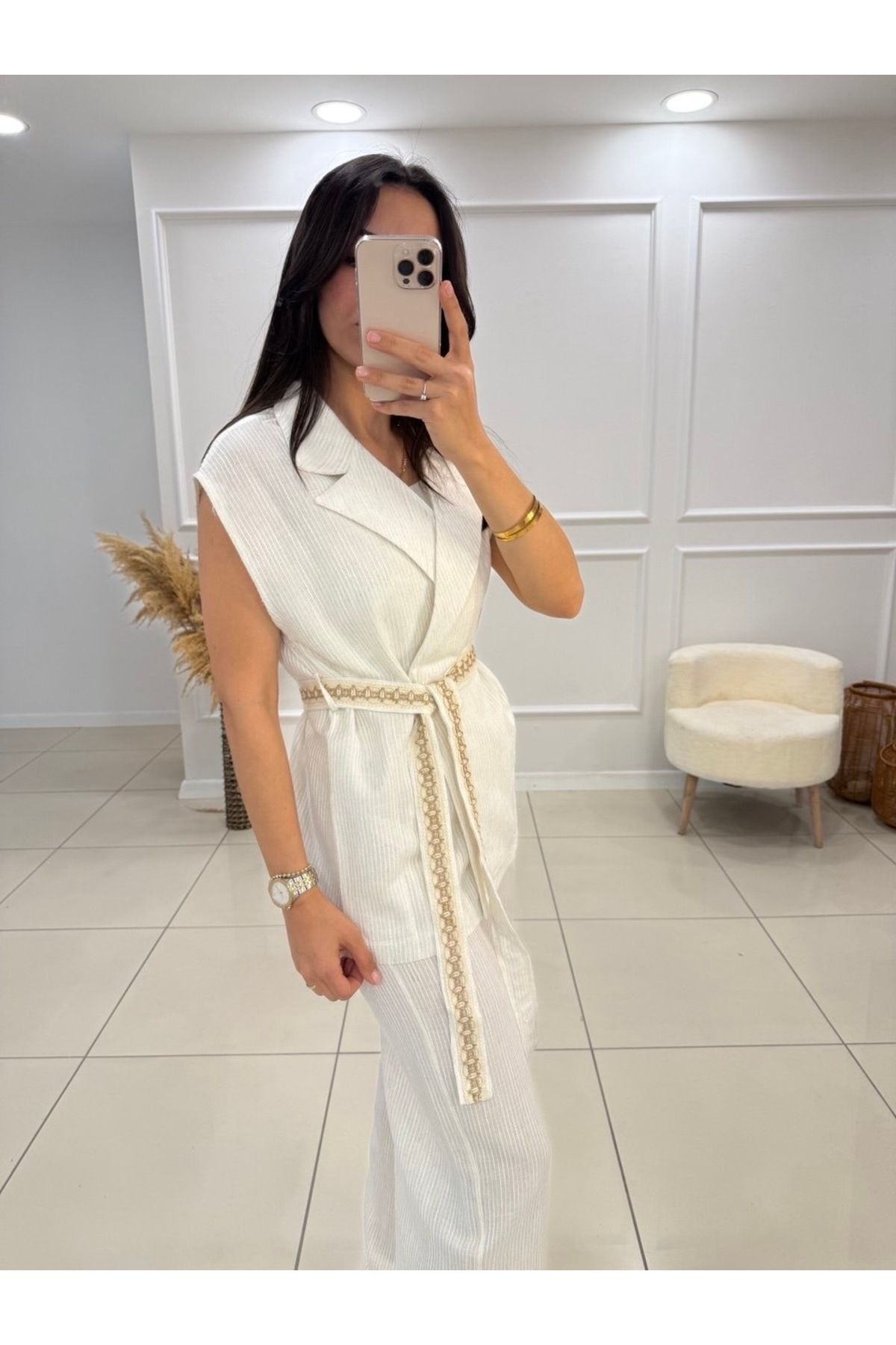 Butik Nakışlı Bağlamalı Yelek