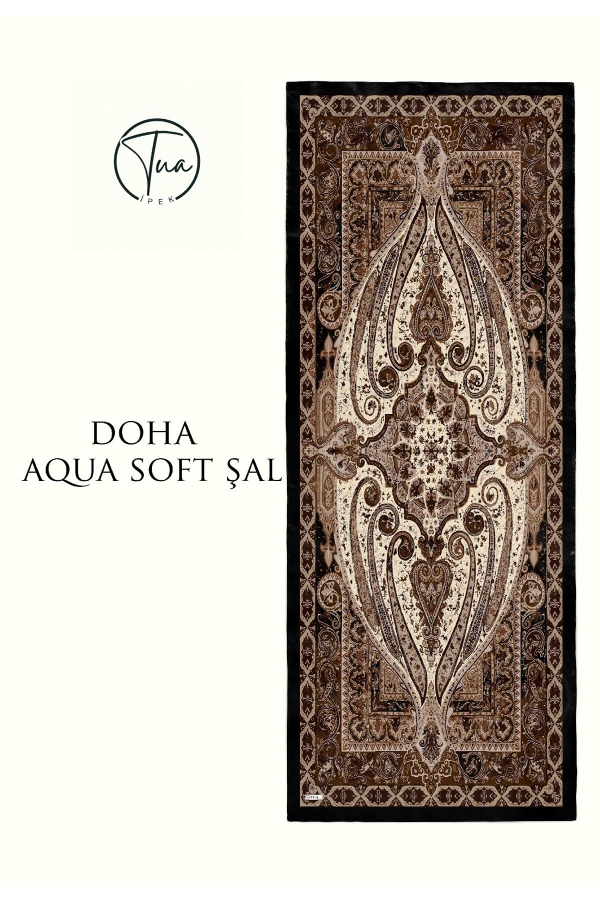 TUA İPEK DOHA AQUA SOFT COTON ŞAL - ETNİK Desenli