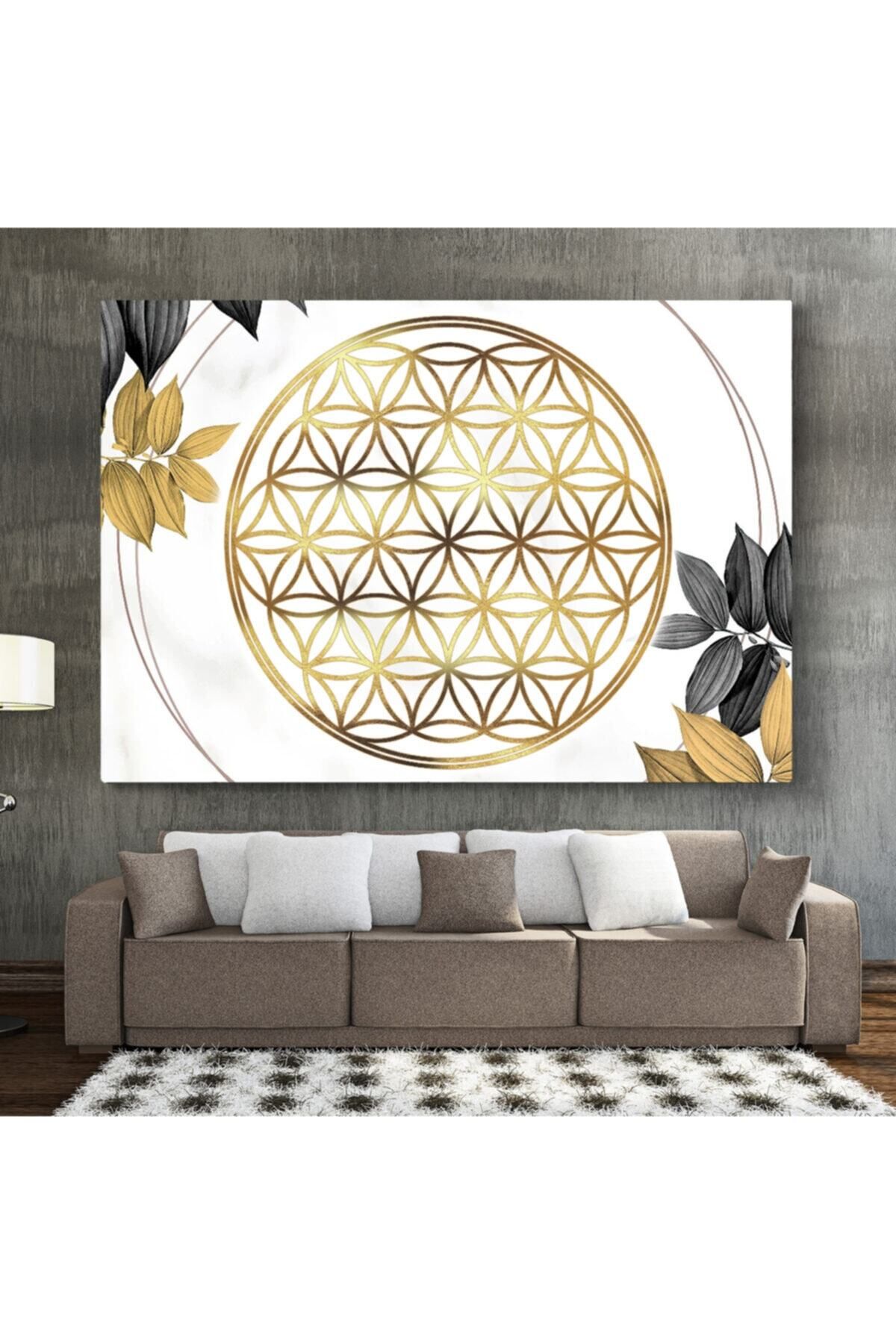 Meteor Galeri Yaşam Çiçeği Duvar Sanatı, Yaşam Çiçeği Tablosu, Altın Oran Kutsal Geometri, 60x90 Cm