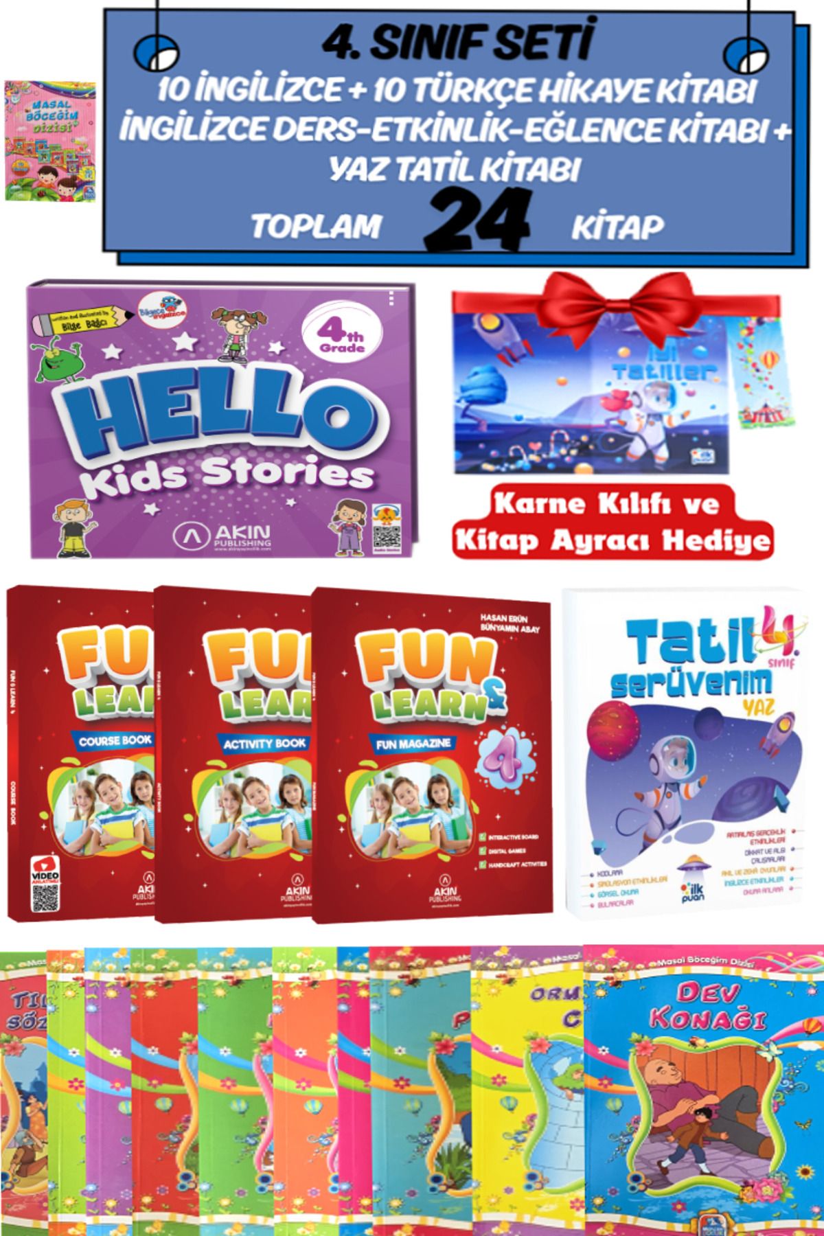 Altınpost Yayınları 4. Sınıf Seti (Tam 24 Kitap): Hello Kids Stories+Fun&Learn+Yaz Tatil Kitabı+10 Türkçe Hikaye Kitabı