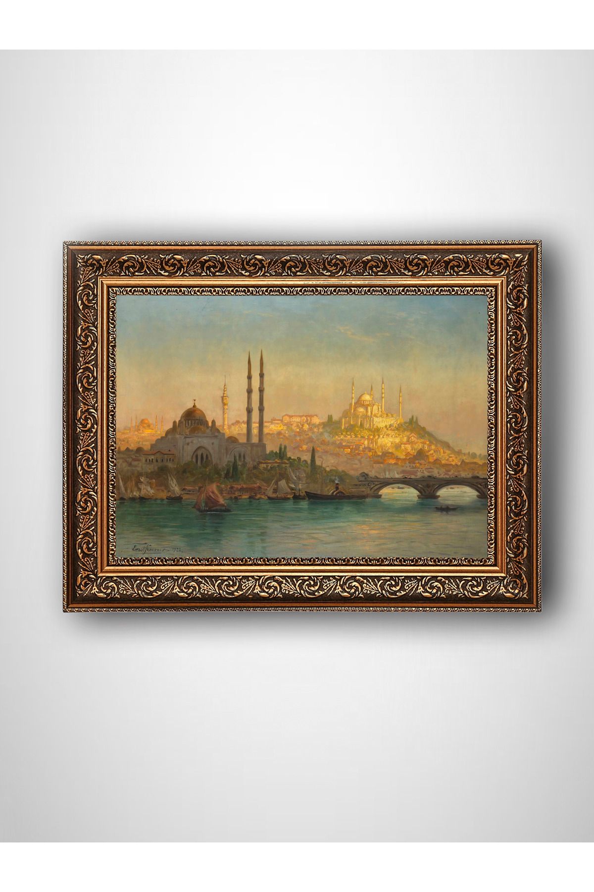 WoodyArts Eski İstanbul - Altın Renkli Vintage Çerçeve