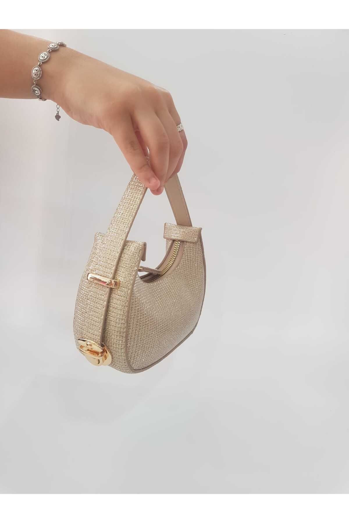 GÜLÇEM butik Mini Abiye Çanta Gost Simli Gümüş