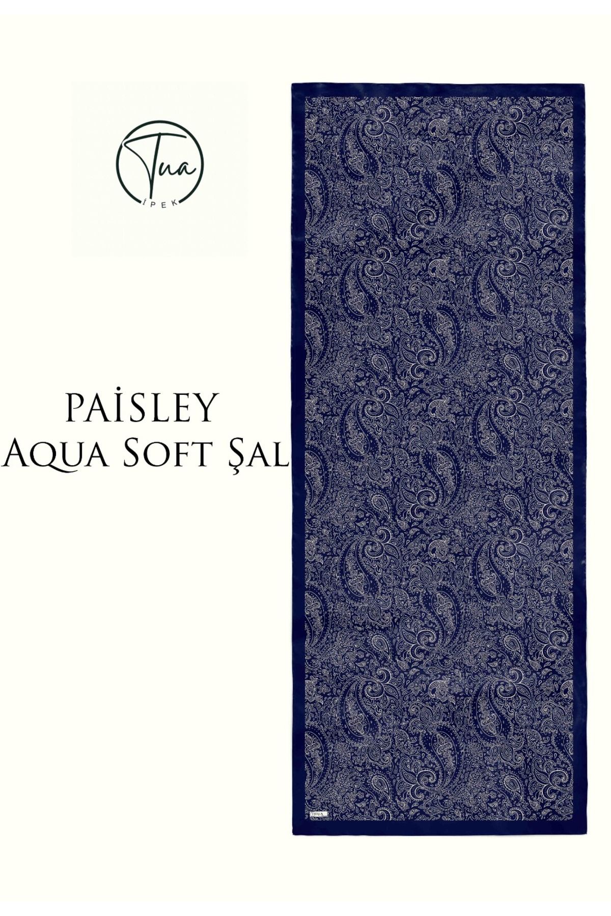TUA İPEK PAİSLEY AQUA SOFT COTON ŞAL - ETNİK Desenli