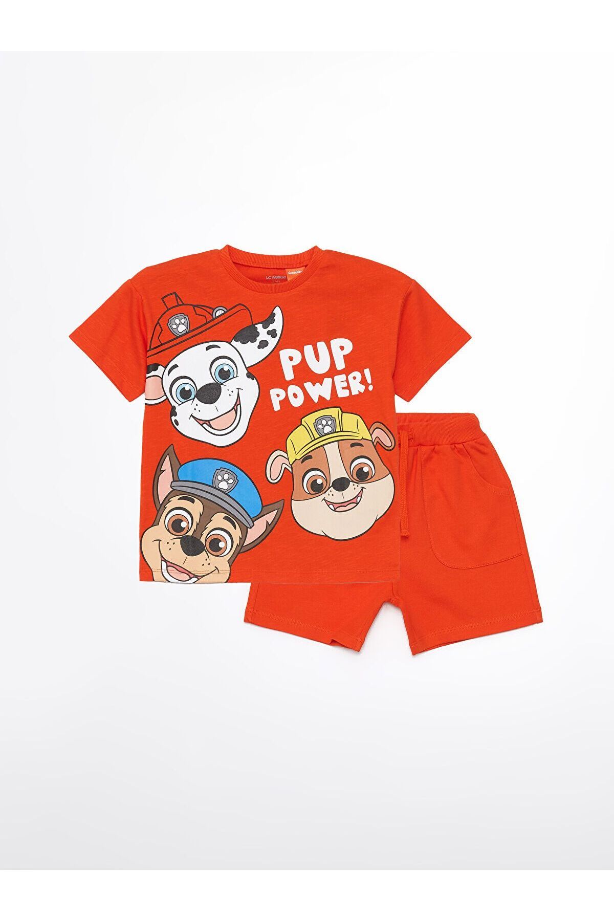 LC Waikiki Bisiklet Yaka Paw Patrol Baskılı Erkek Bebek Tişört ve Şort 2'li Takım