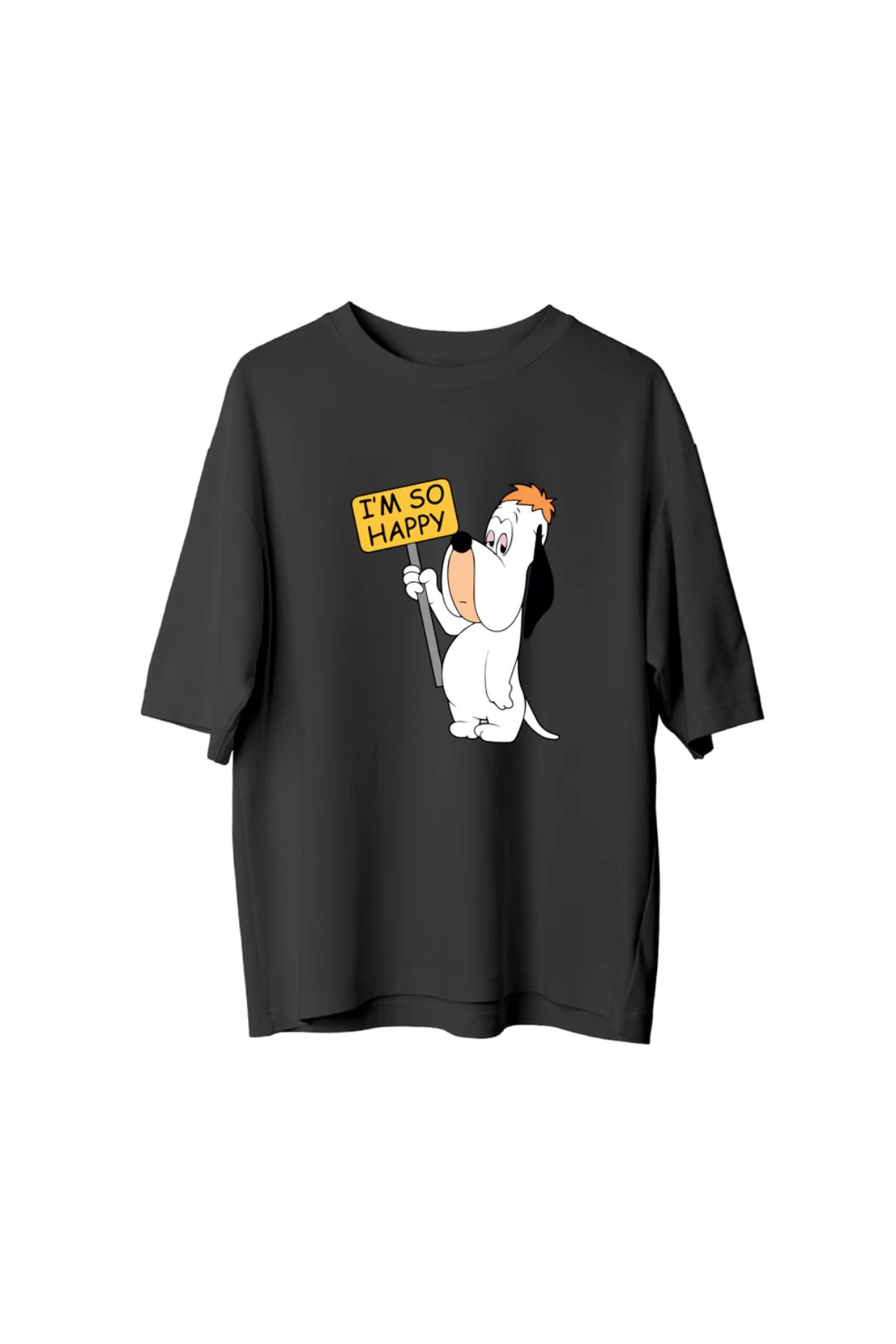 Koklonmoda Büyük Beden Unisex I'm So Happy Baskılı Oversize T-Shirt