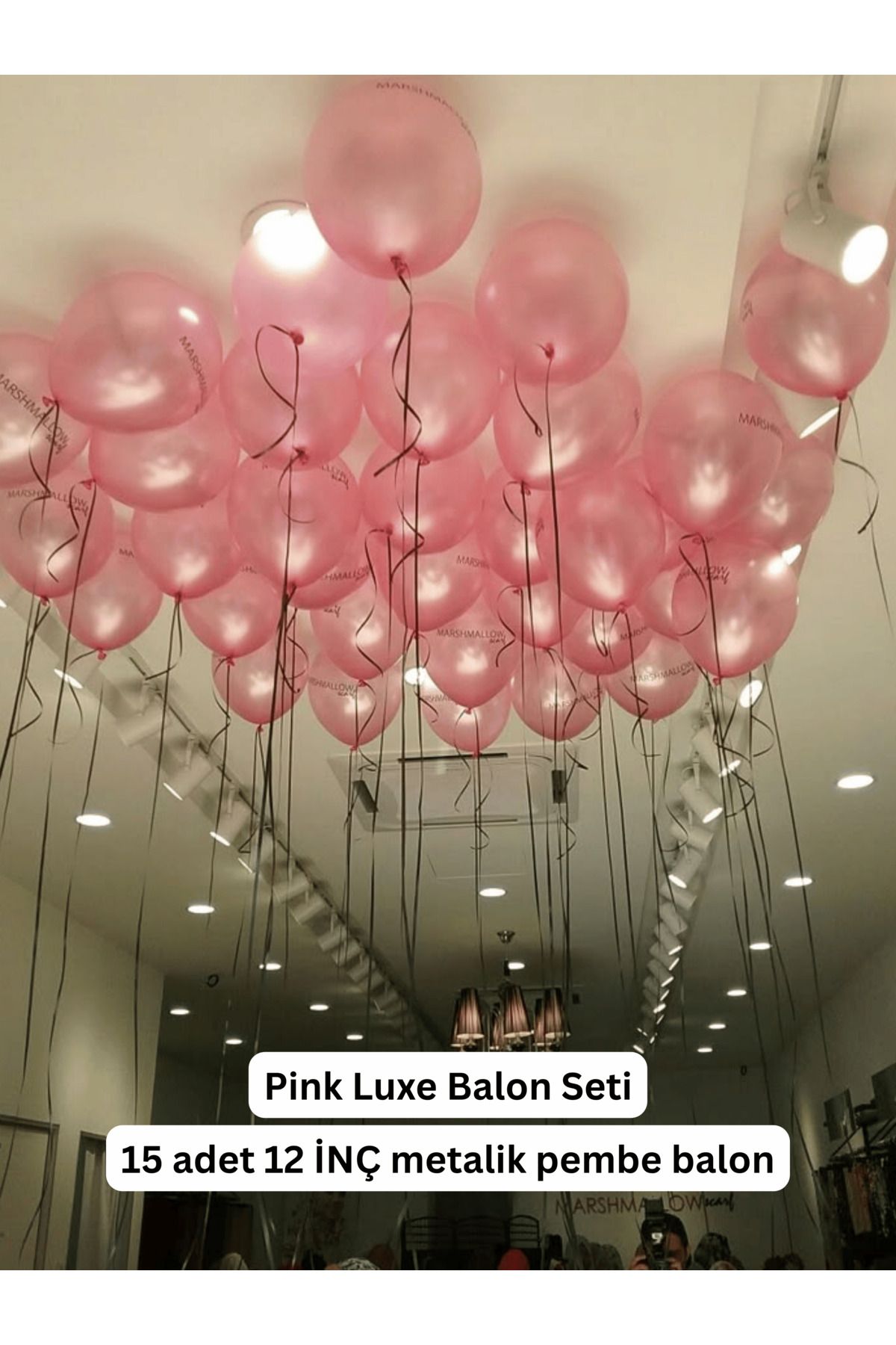 Bunloon Pink Luxe Balon Seti | 15’li Metalik Pembe Balon | 12 İnç