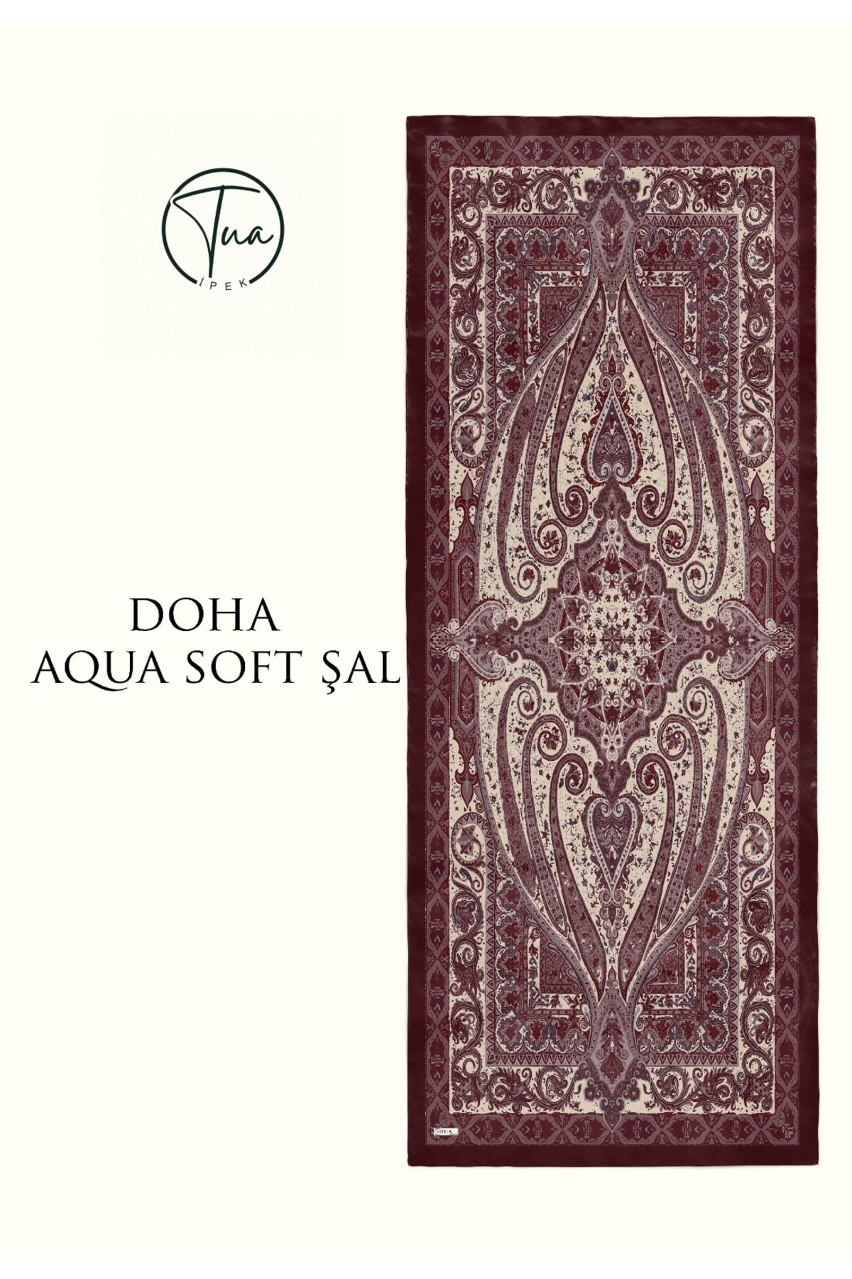 TUA İPEK DOHA AQUA SOFT COTON ŞAL - ETNİK Desenli