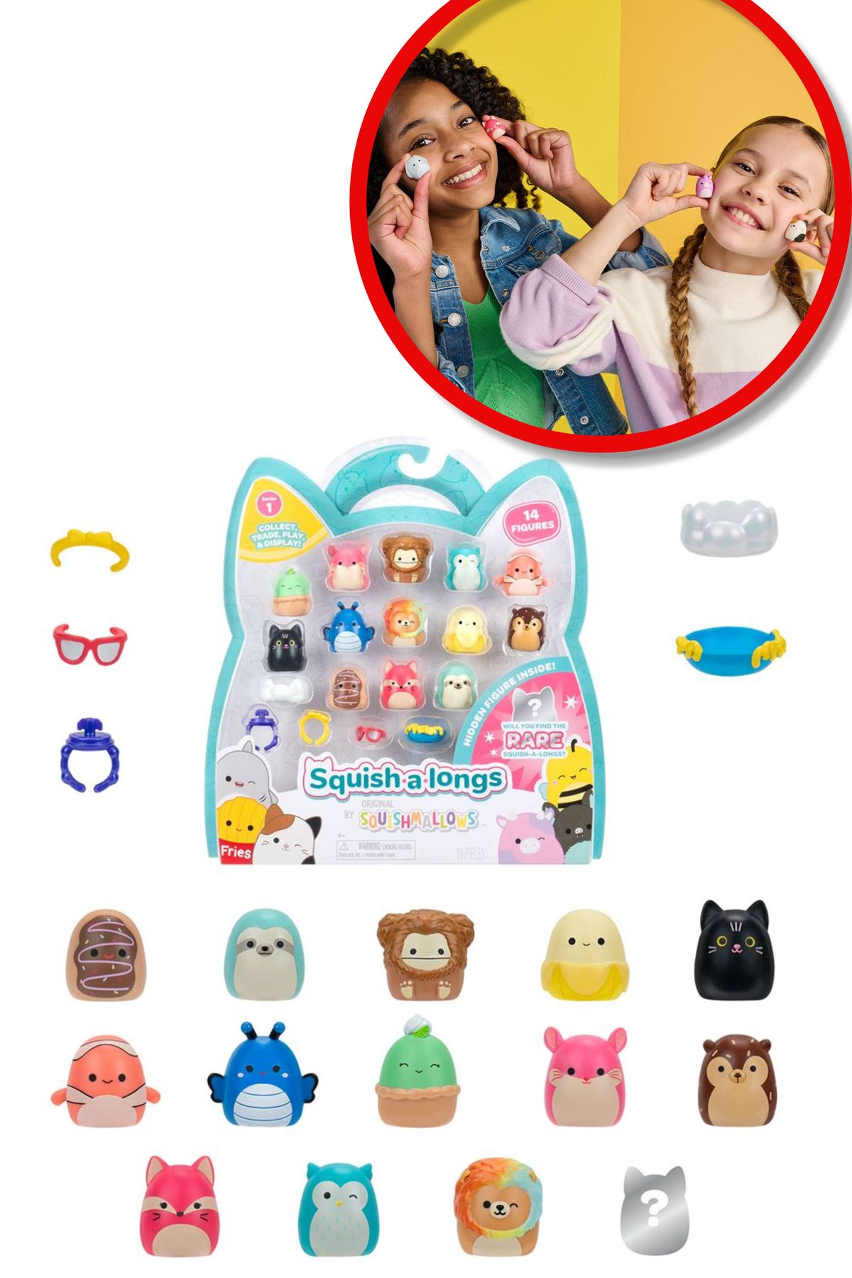 TOYFEST Squishmallows Mini Squish - a - longs 14 lü Figür + Yüzük Set Model 2