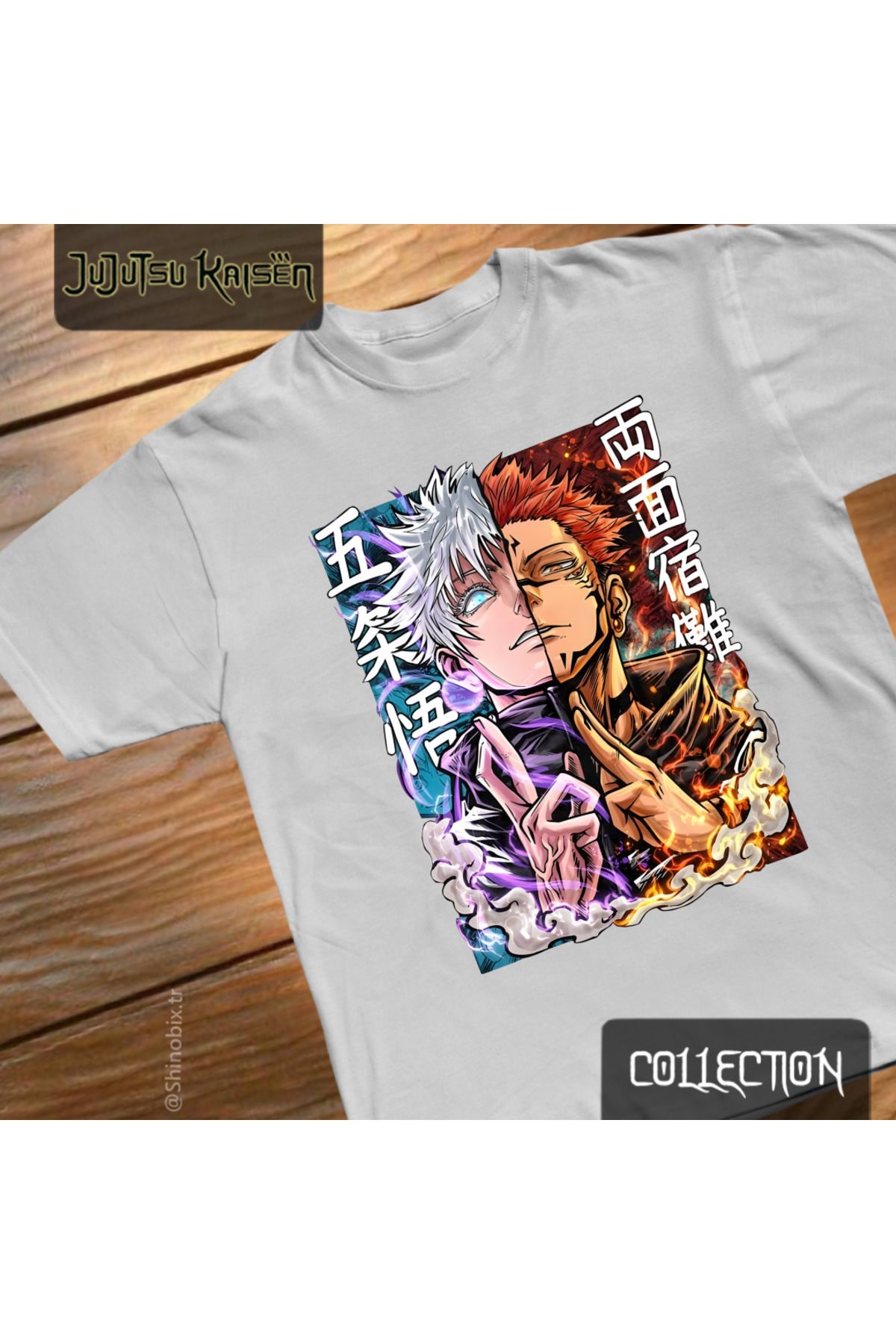 SHINOBIX Jujutsu Kaisen Anime Ryomen Sukuna X Satoru Gojo Strongest Oversize Baskılı T-Shirt