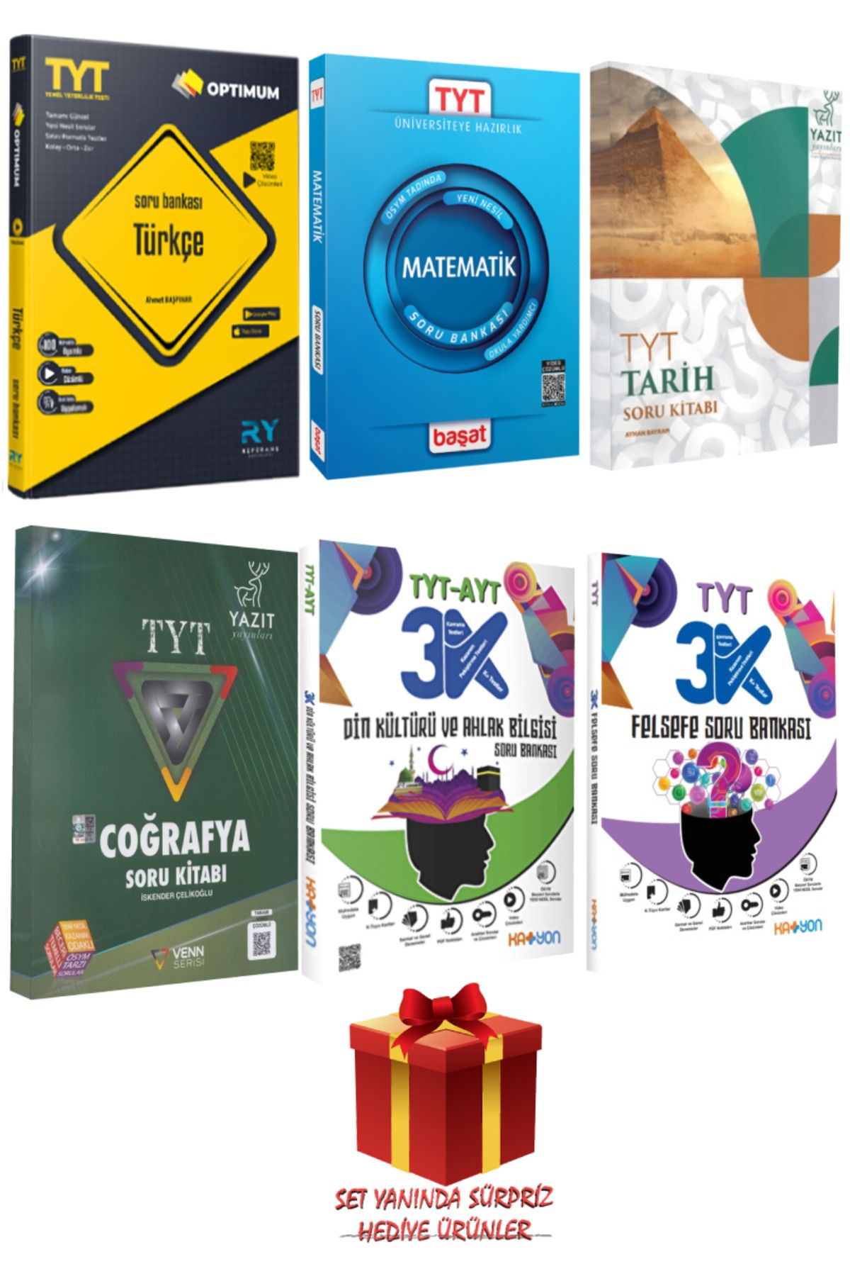 Başat Yayınları TYT Seti: Türkçe+Matematik+Tarih+Coğrafya+Din Kültürü ve Ahlak Bilgisi+Felsefe Soru Bankası+Hediye