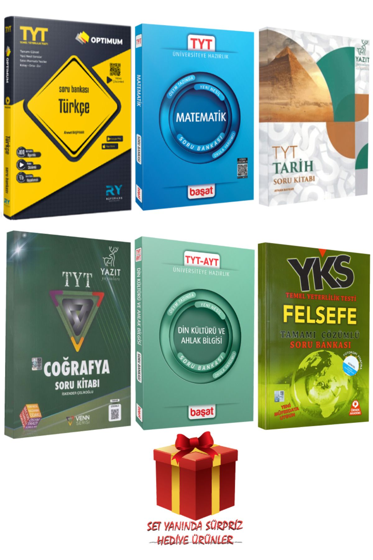 Başat Yayınları TYT Seti: Türkçe+Matematik+Tarih+Coğrafya+Din Kültürü ve Ahlak Bilgisi+Felsefe Soru Bankası+Hediye