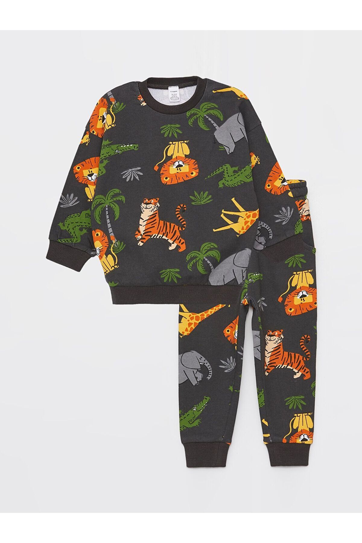 LC Waikiki Bisiklet Yaka Uzun Kollu Baskılı Erkek Bebek Sweatshirt ve Eşofman Altı 2'li Takım