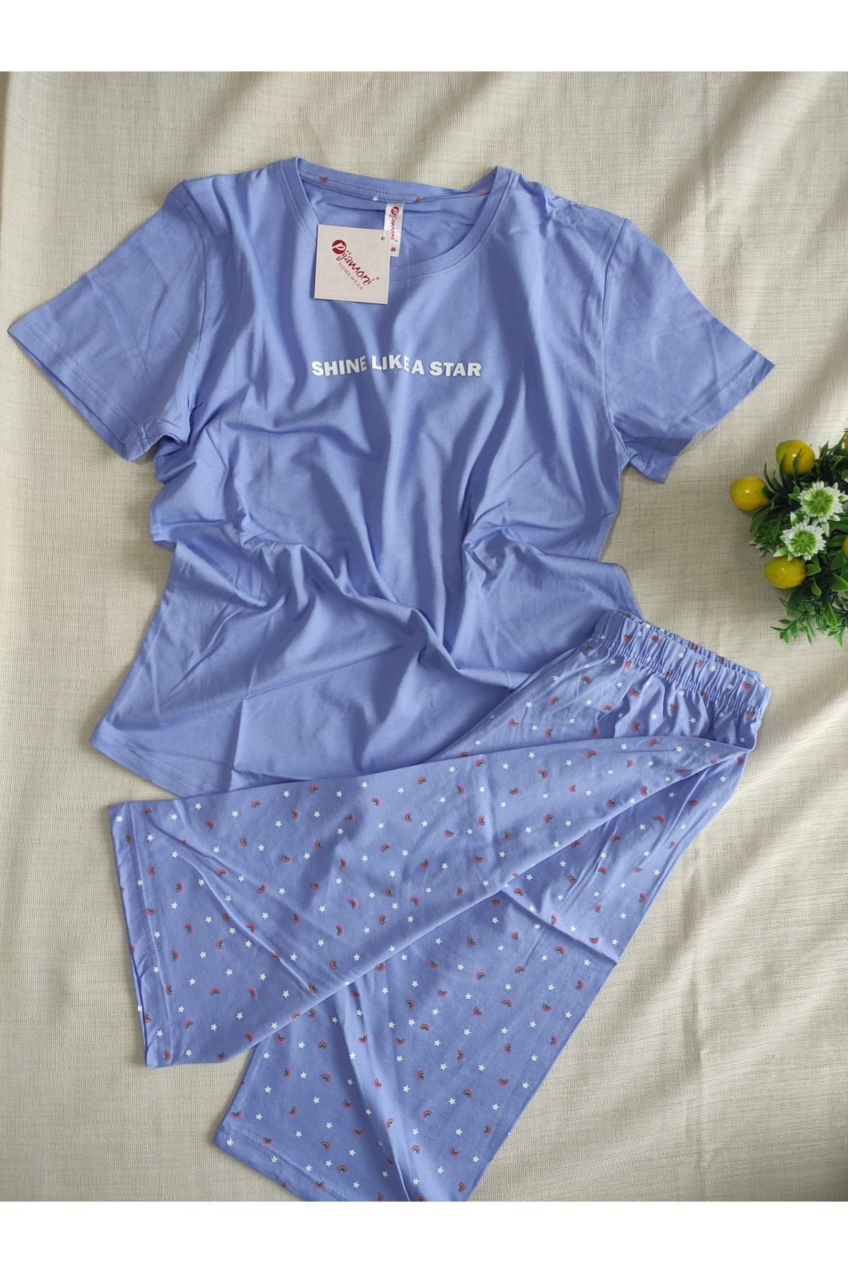Pijamoni PİJAMONİ COTTON KUMAŞ KAPRİLİ KADIN PİJAMA TAKIMI - 2553