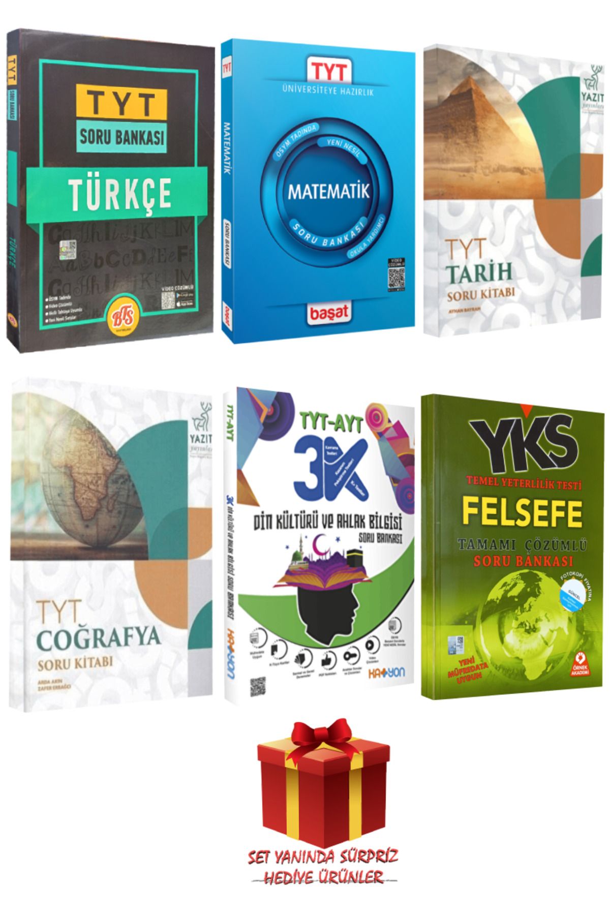 Başat Yayınları TYT Seti: Türkçe+Matematik+Tarih+Coğrafya+Din Kültürü ve Ahlak Bilgisi+Felsefe Soru Bankası+Hediye