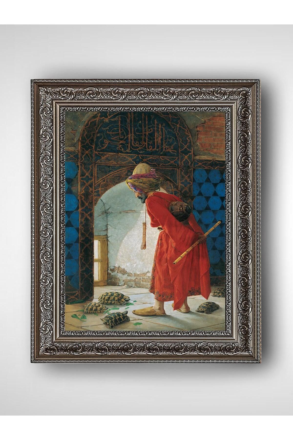 WoodyArts Kaplumbağa Terbiyecisi - Gri Vintage Çerçeve
