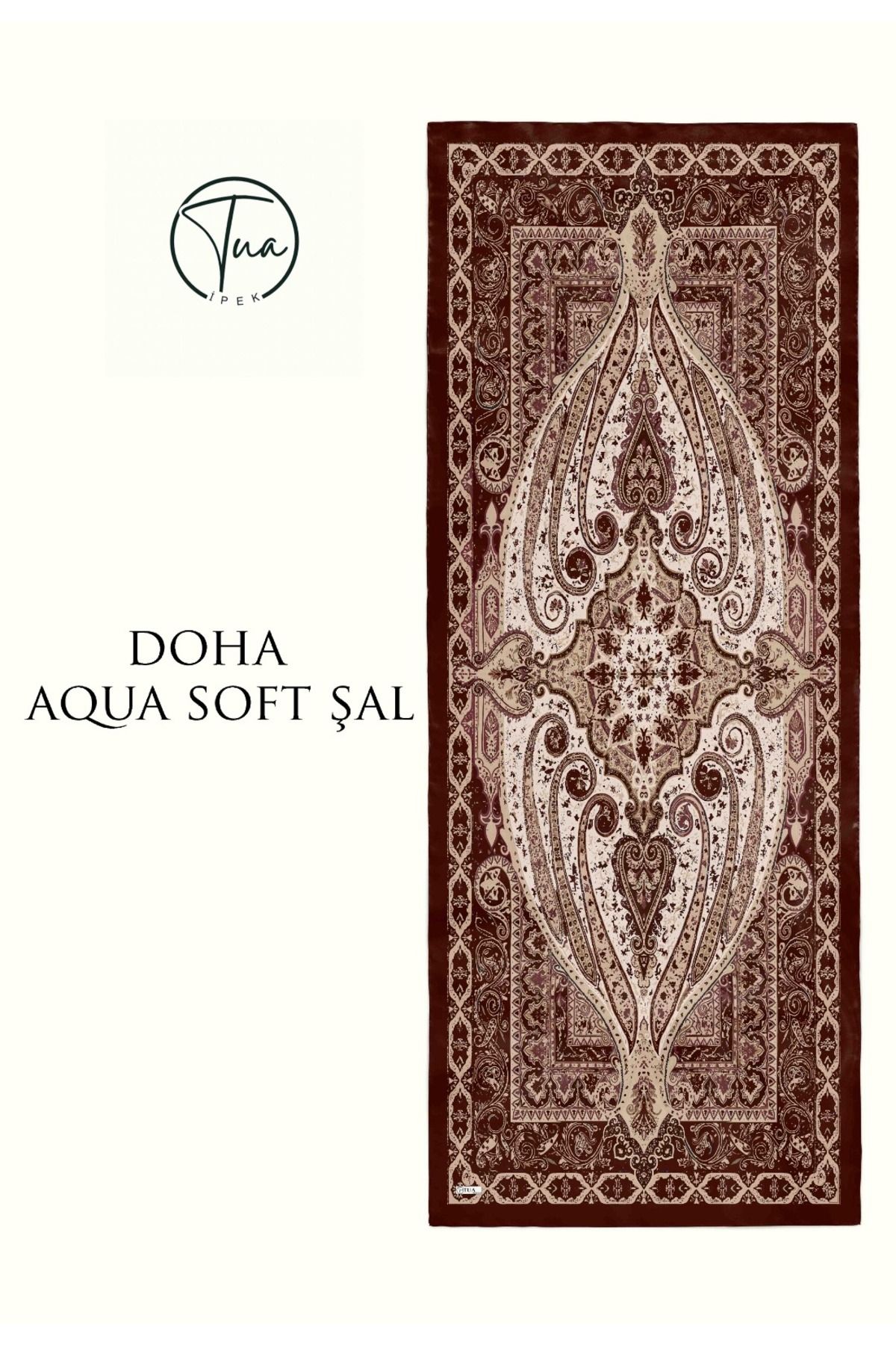 TUA İPEK DOHA AQUA SOFT COTON ŞAL - ETNİK Desenli