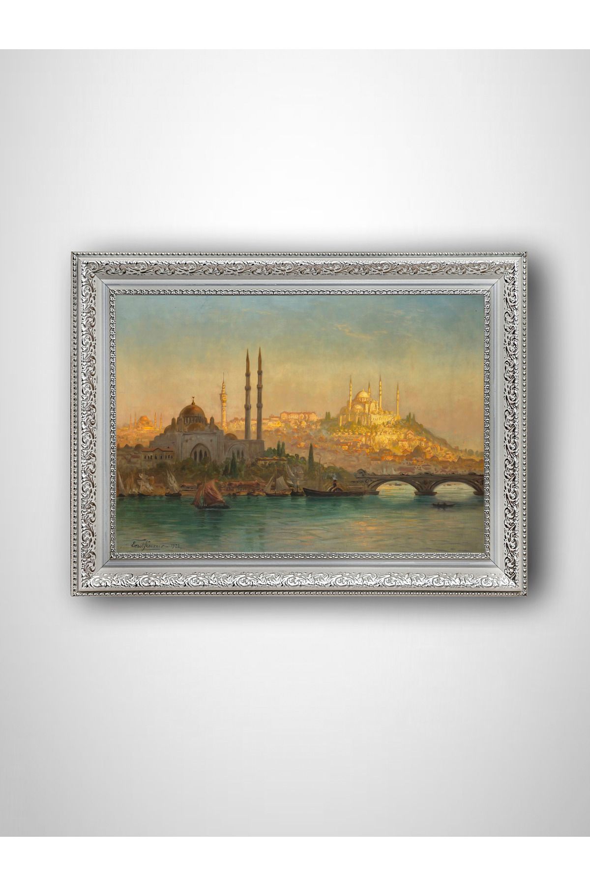 WoodyArts Eski İstanbul - Beyaz Vintage Çerçeve