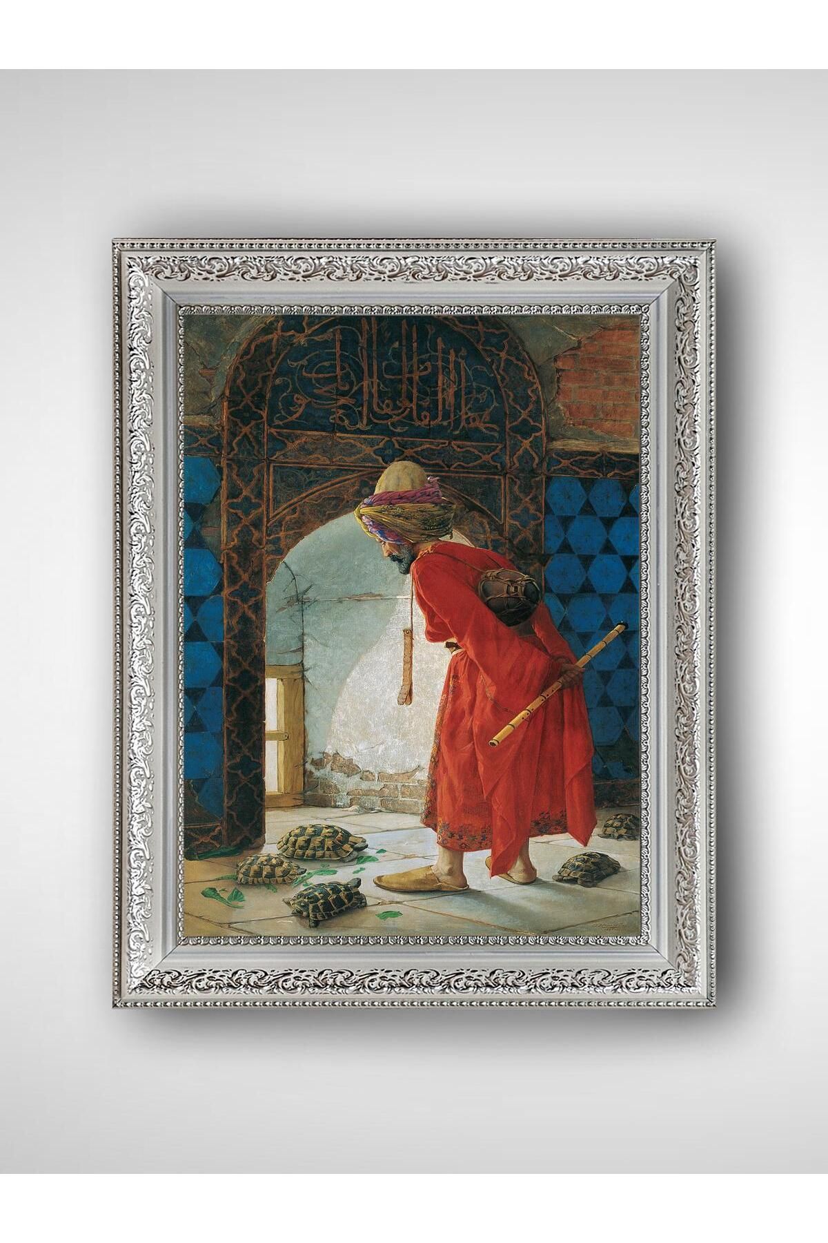 WoodyArts Kaplumbağa Terbiyecisi - Beyaz Vintage Çerçeve