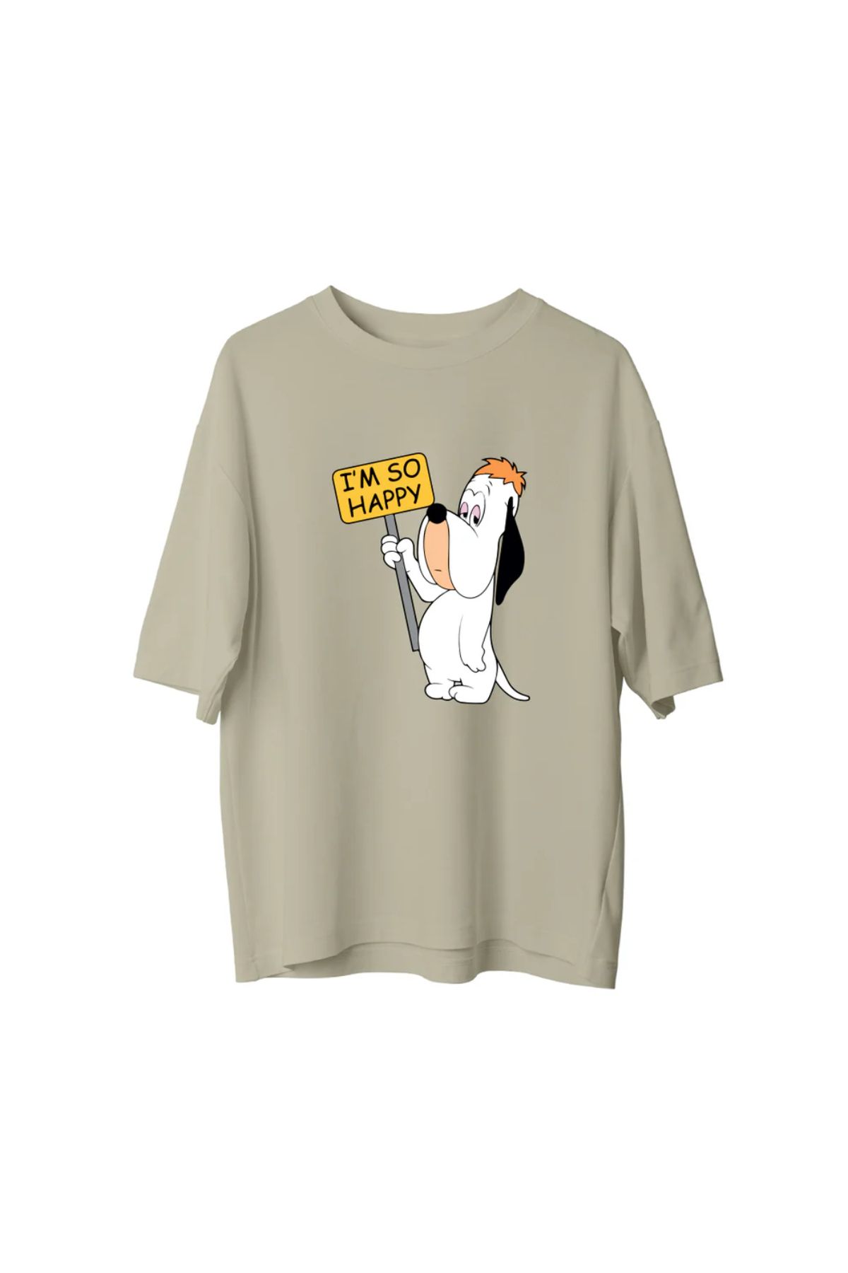 Koklonmoda Büyük Beden Unisex I'm So Happy Baskılı Oversize T-Shirt