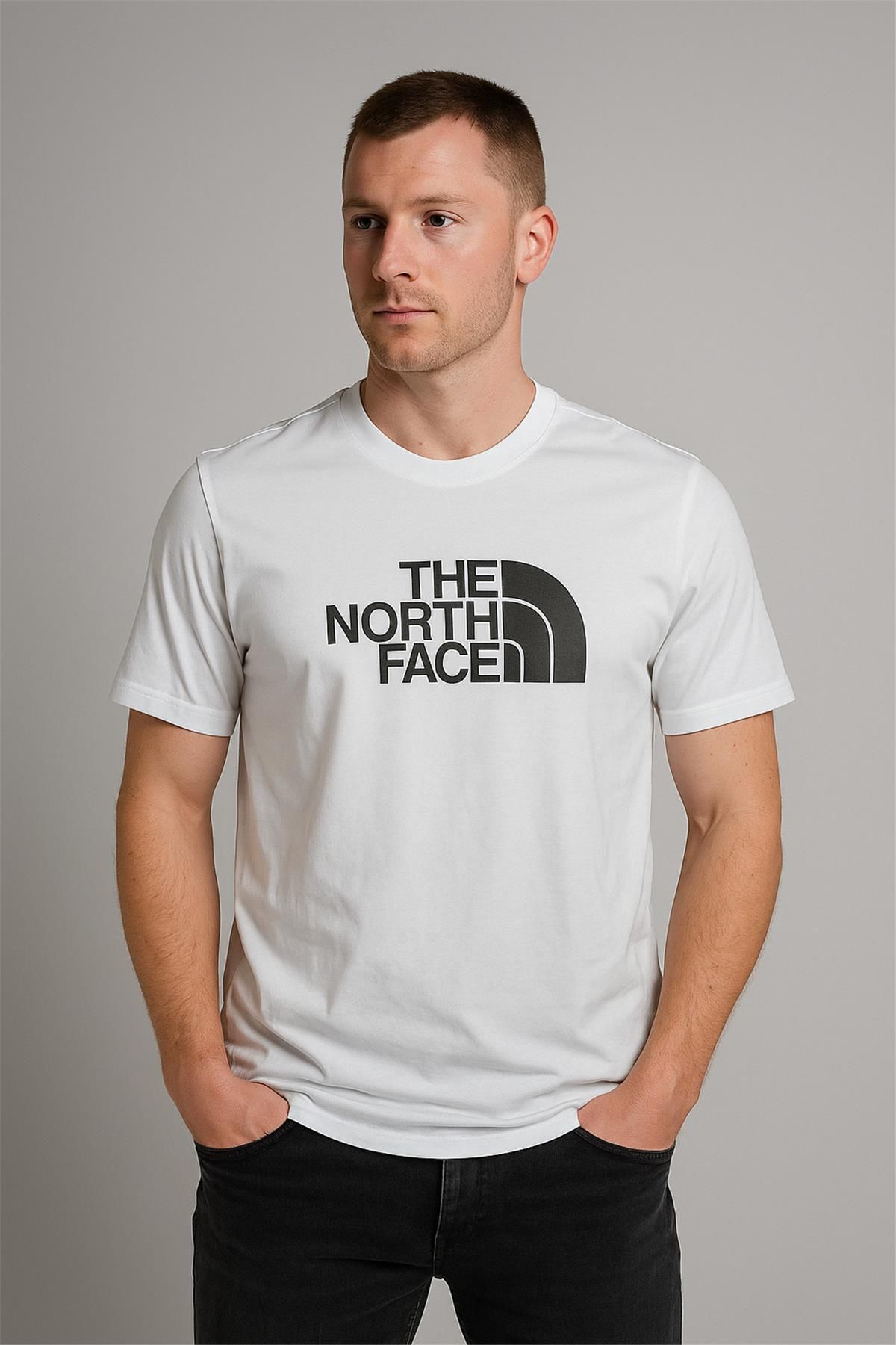 Trend07 TREND KAPINDA THENORTHFACE BİSİKLET YAKA TSHİRT BEYAZ
