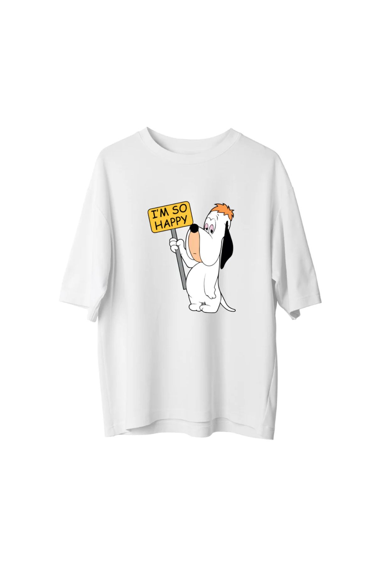 Koklonmoda Büyük Beden Unisex I'm So Happy Baskılı Oversize T-Shirt