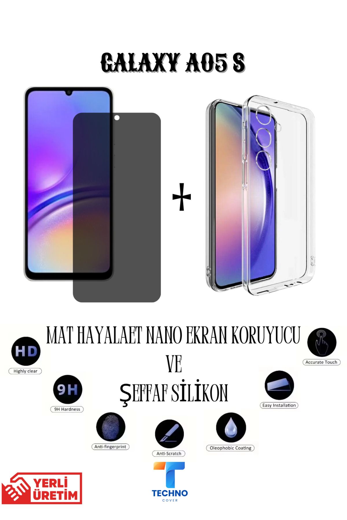 foxpower Samsung A05s Mat Hayalet Nano Ekran Koruyucu vemŞeffaf Kılıf 2li Avantajlı Paket
