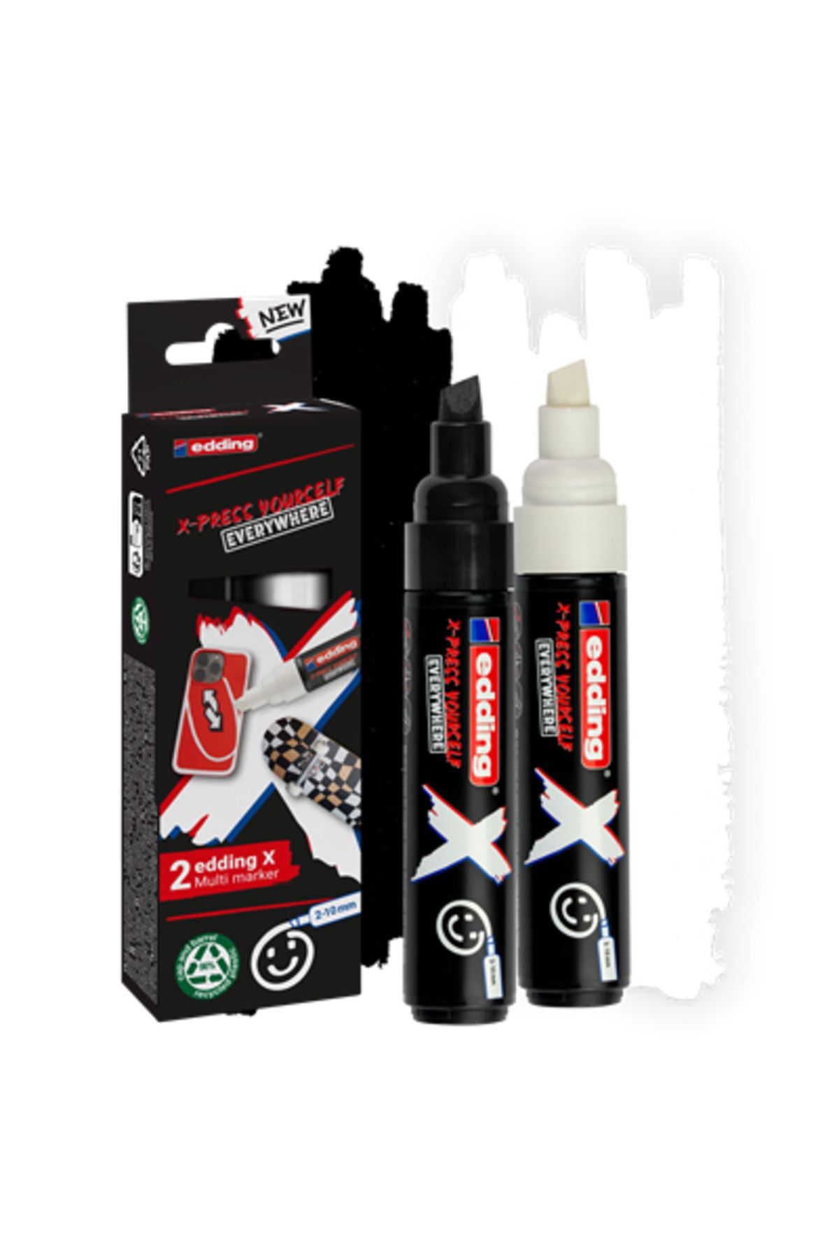 Edding 6900 X Multi Marker 2-10mm Kesik Uç 2'li Set - Siyah & Beyaz / 4-6900-2-1