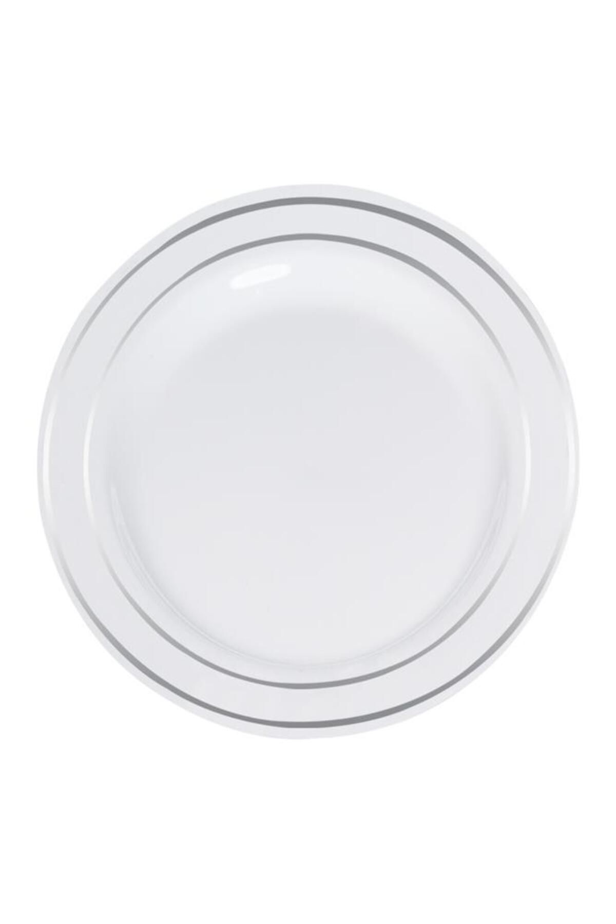 alsepeteavm Roll-up Lüks Plastik Tabak Gümüş Yaldızlı Beyaz 26cm 6lı